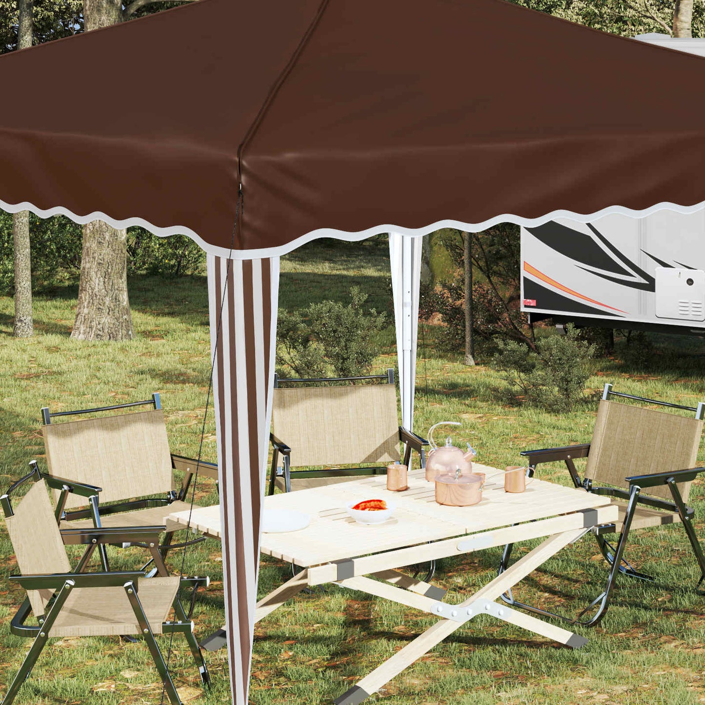 Pop-up Festtelt 288 x 288 x 245 cm Brun Oxford stof