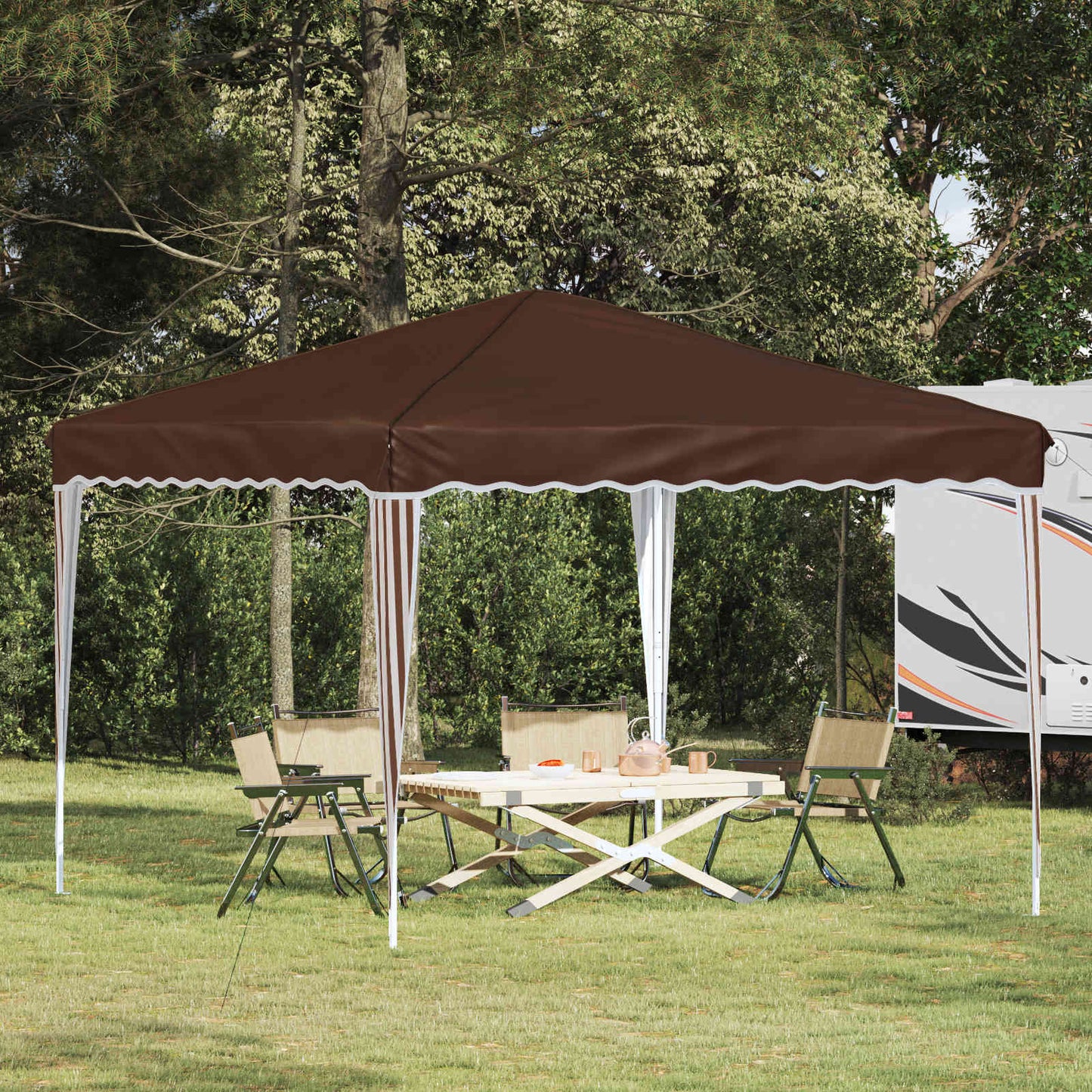 Pop-up Festtelt 288 x 288 x 245 cm Brun Oxford stof