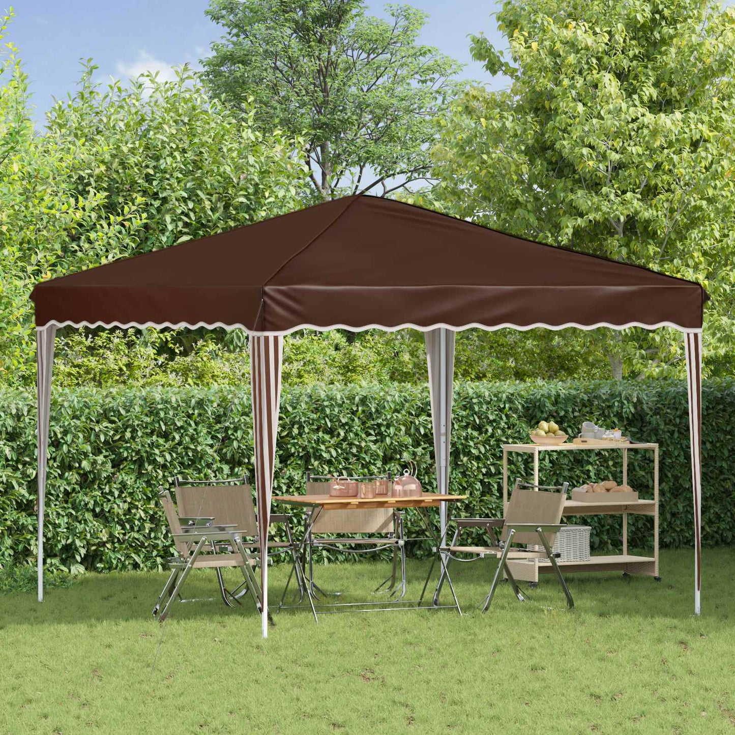 Pop-up Festtelt 288 x 288 x 245 cm Brun Oxford stof