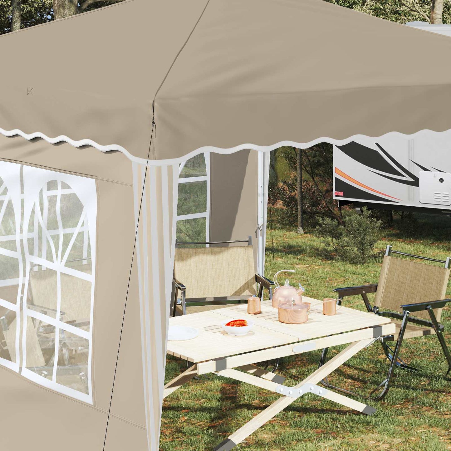 Pop-up Festtelt 288 x 288 x 245 cm Cremefarvet Oxford stof