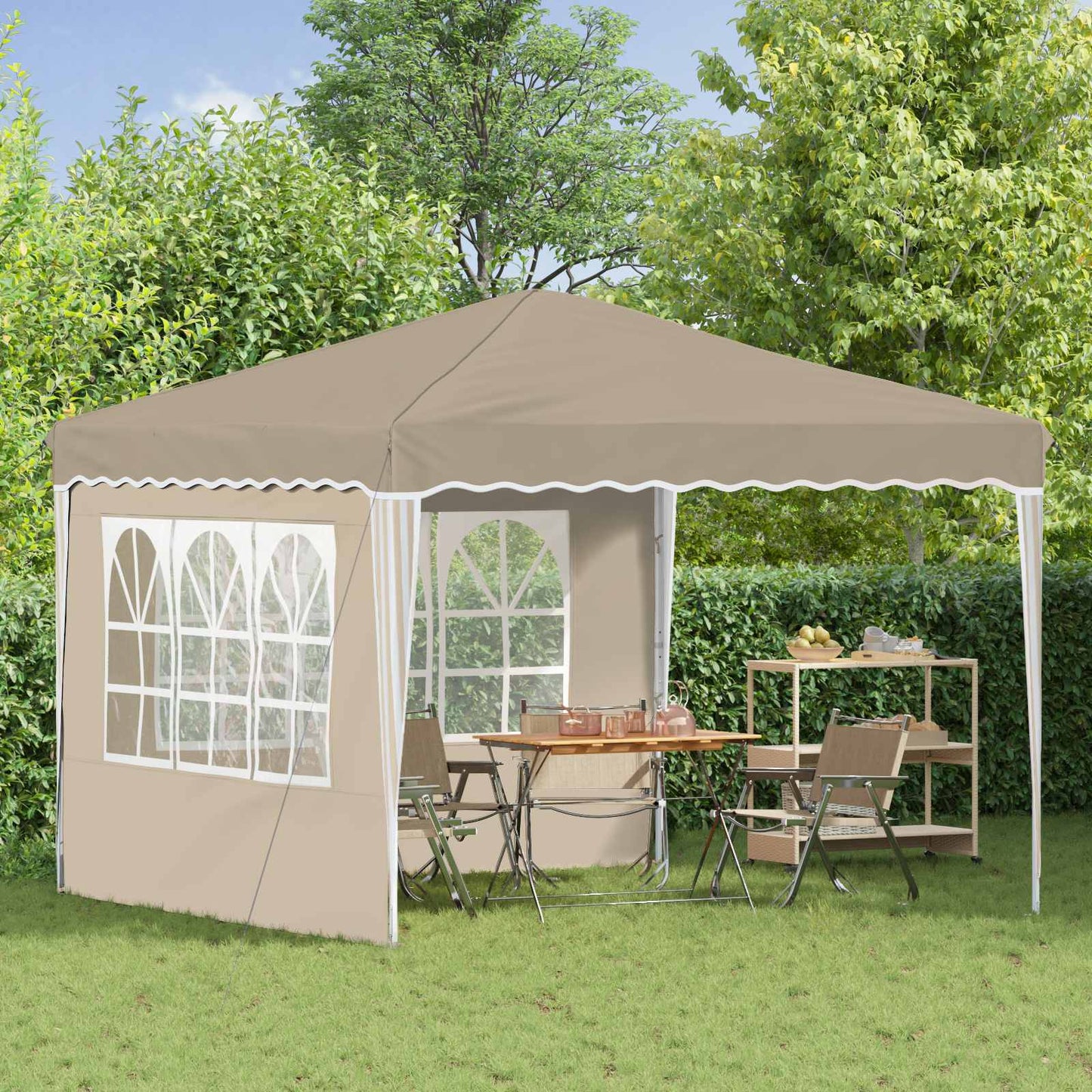 Pop-up Festtelt 288 x 288 x 245 cm Cremefarvet Oxford stof