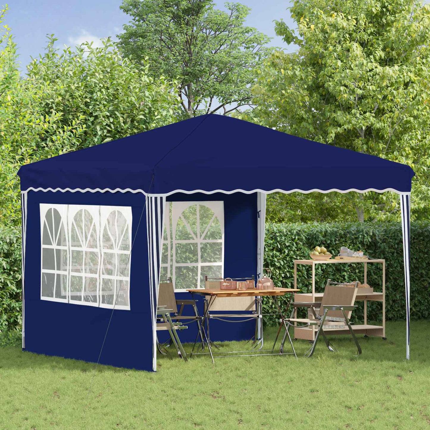 Pop-up Festtelt 288 x 288 x 245 cm Blå Oxford stof