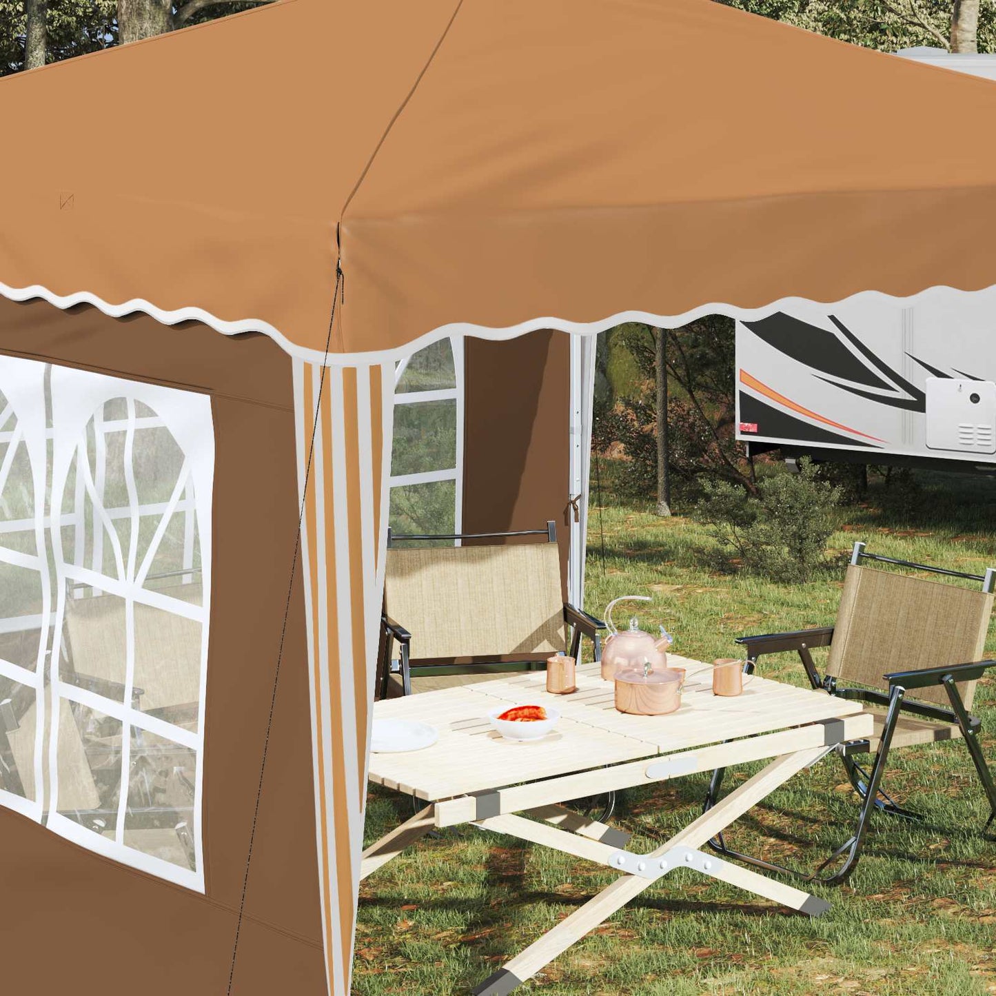 Pop-up Festtelt 288 x 288 x 245 cm Beige Oxford stof