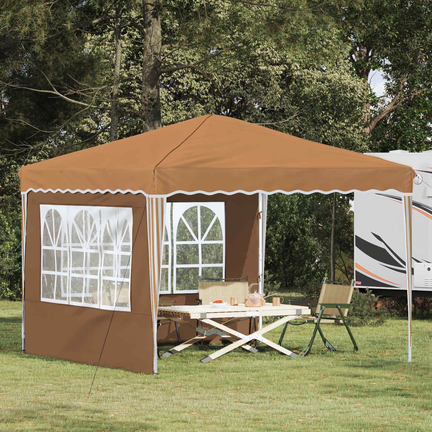 Pop-up Festtelt 288 x 288 x 245 cm Beige Oxford stof