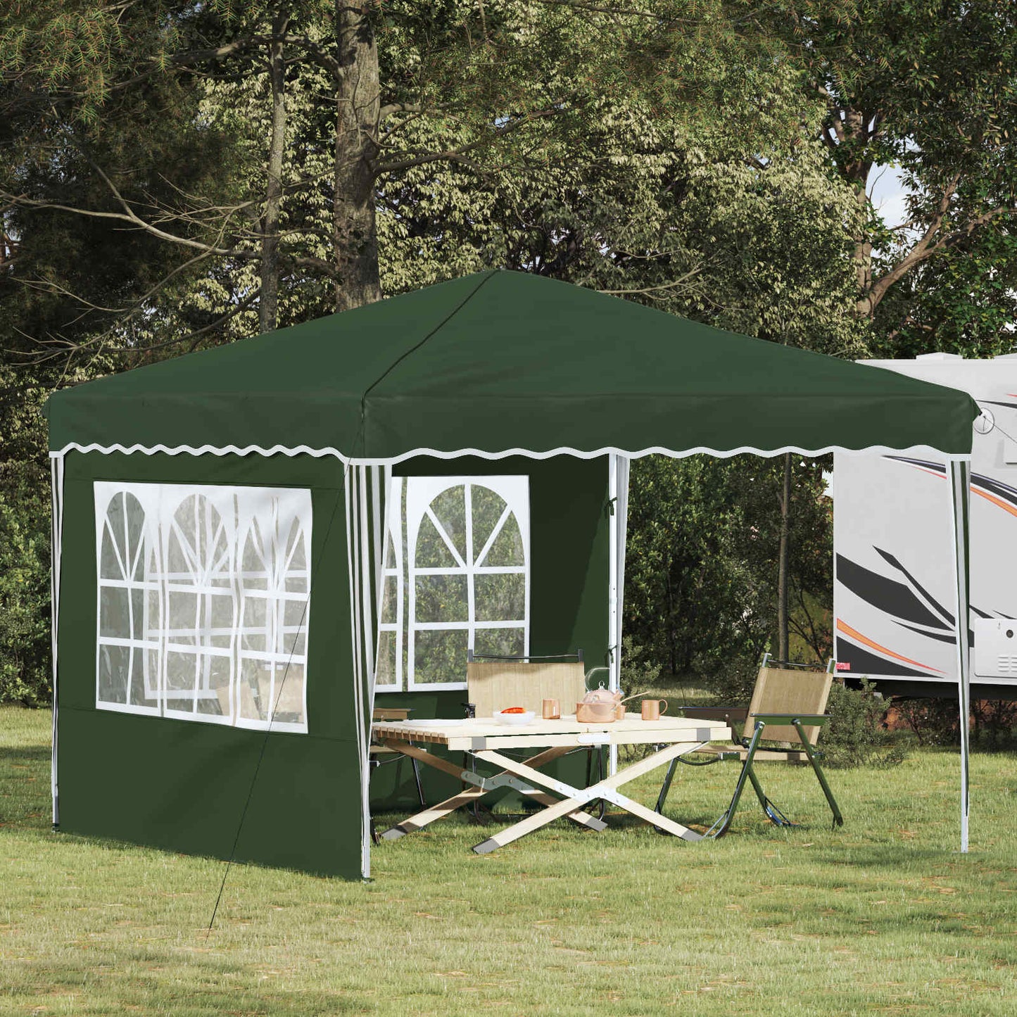 Pop-up Festtelt 288 x 288 x 245 cm Grøn Oxford stof