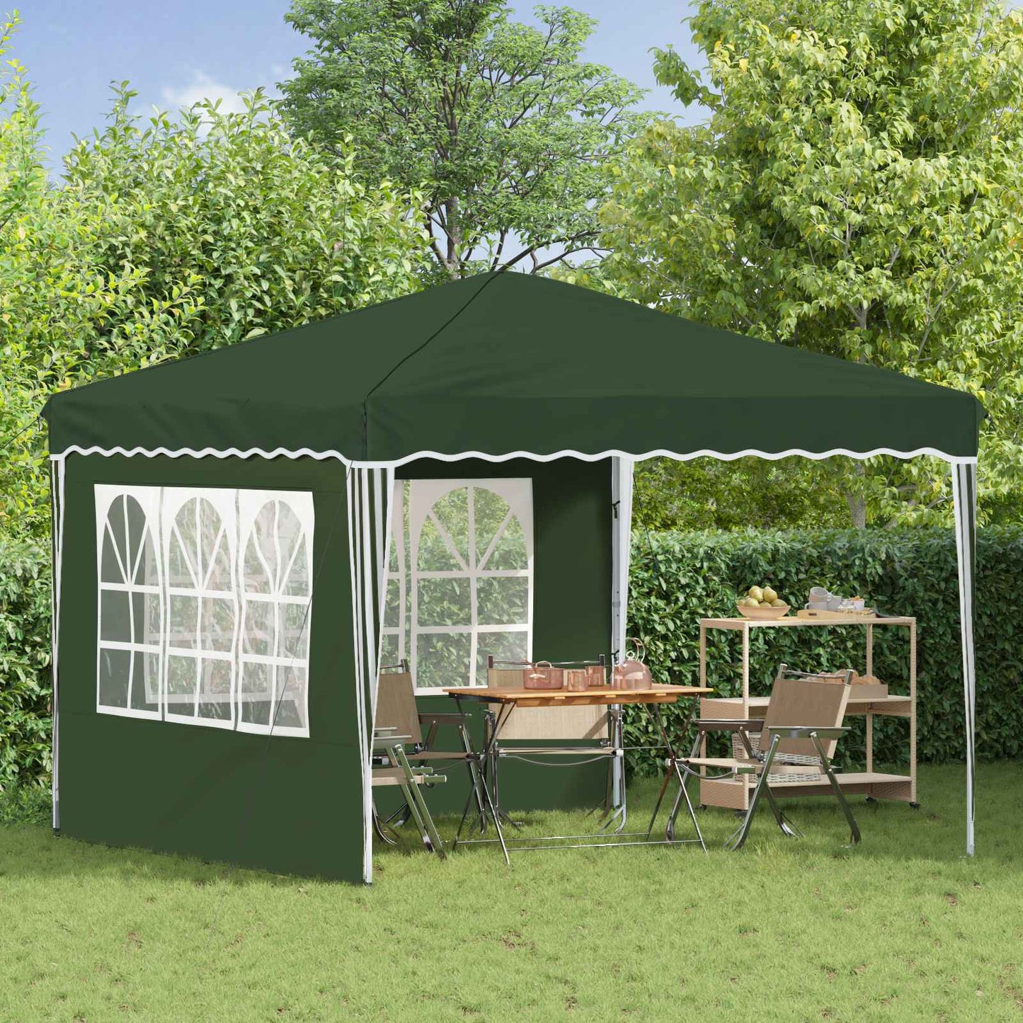 Pop-up Festtelt 288 x 288 x 245 cm Grøn Oxford stof