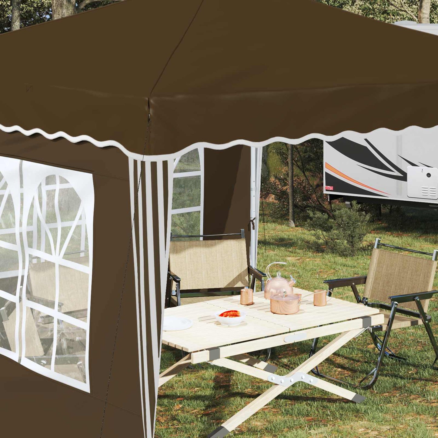 Pop-up Festtelt 288 x 288 x 245 cm Gråbrun Oxford stof