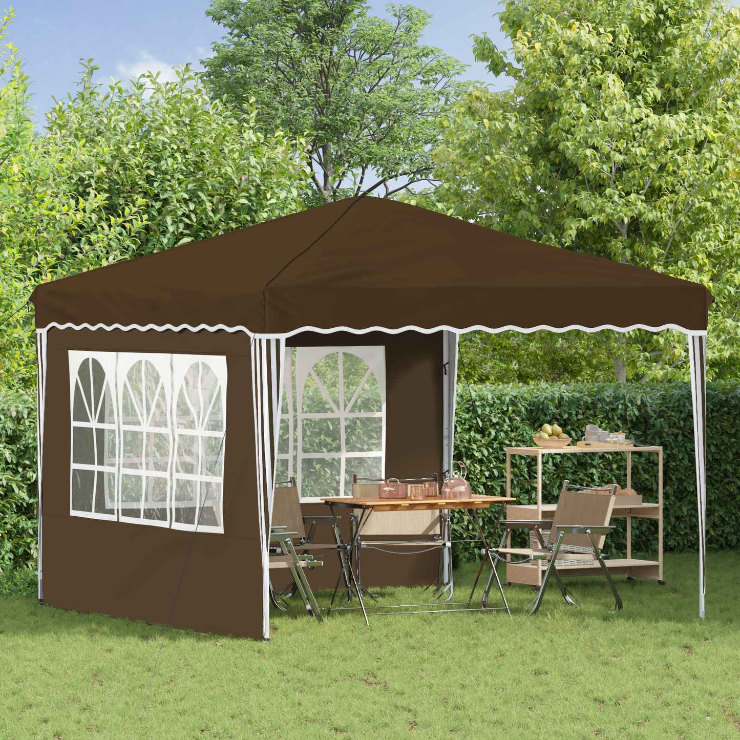 Pop-up Festtelt 288 x 288 x 245 cm Gråbrun Oxford stof
