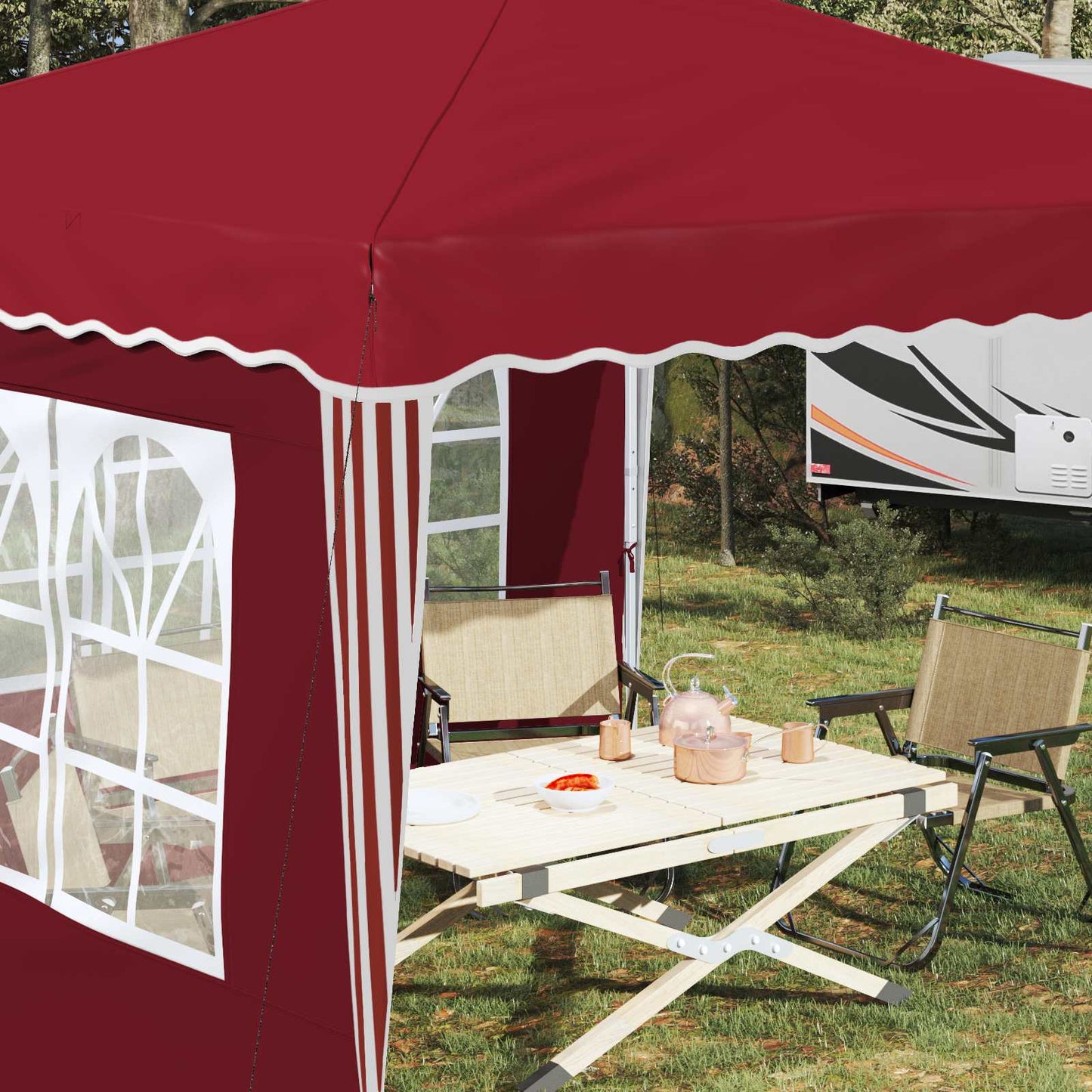 Pop-up Festtelt 288 x 288 x 245 cm Bordeaux Oxford stof