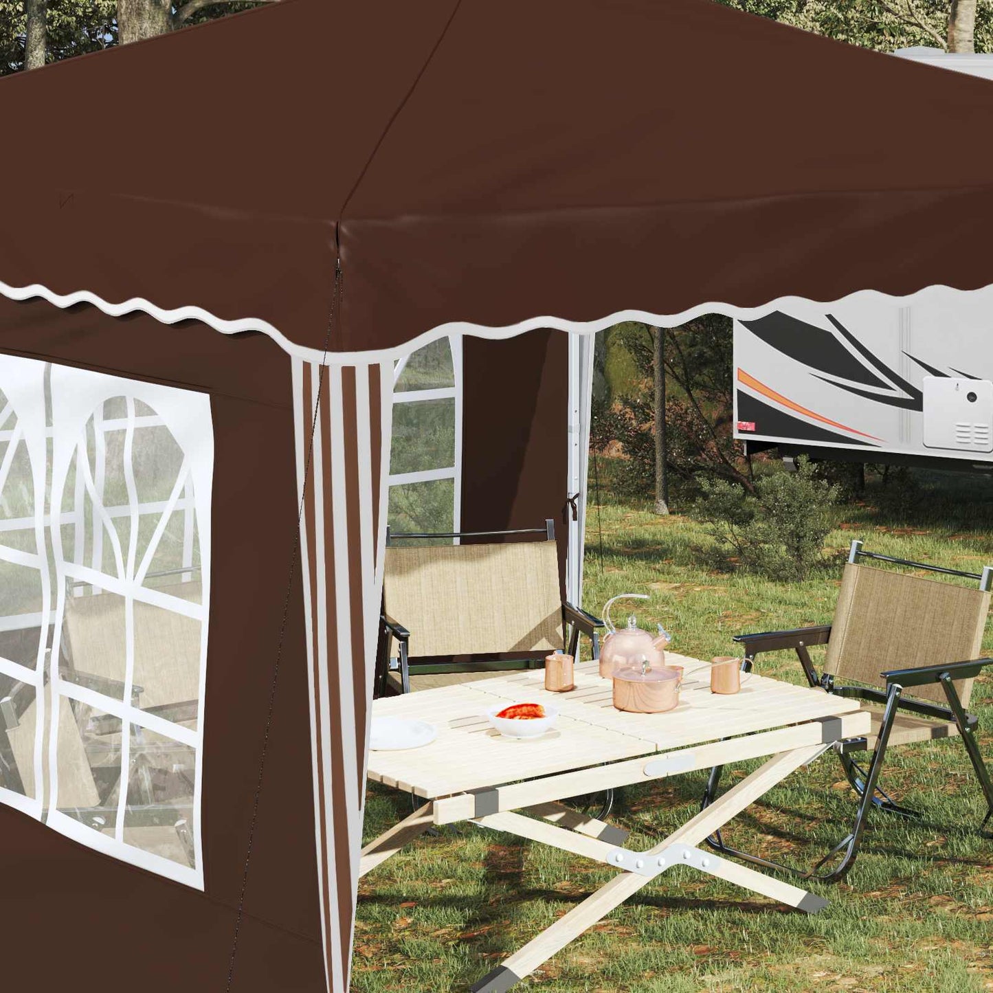 Pop-up Festtelt 288 x 288 x 245 cm Brun Oxford stof