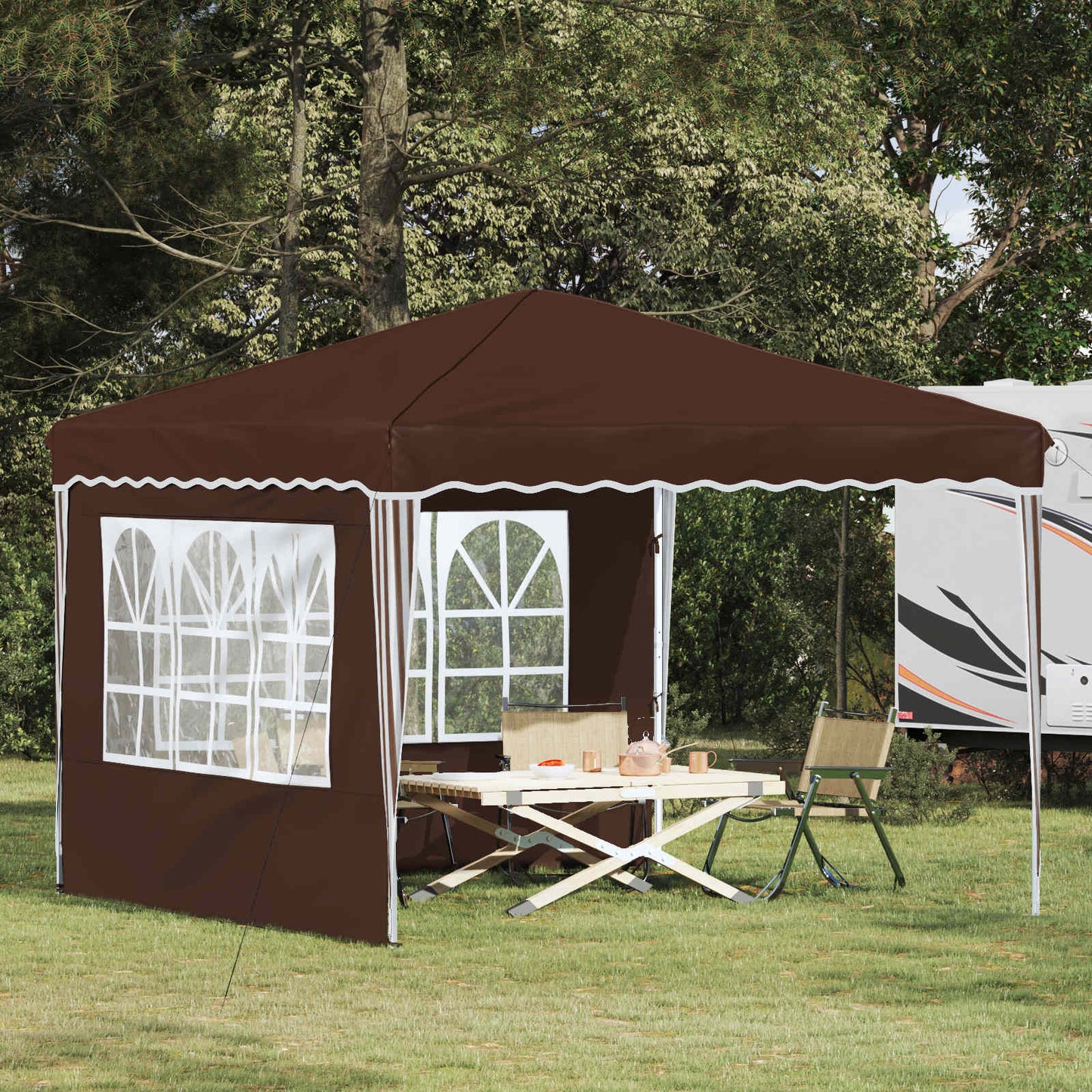 Pop-up Festtelt 288 x 288 x 245 cm Brun Oxford stof