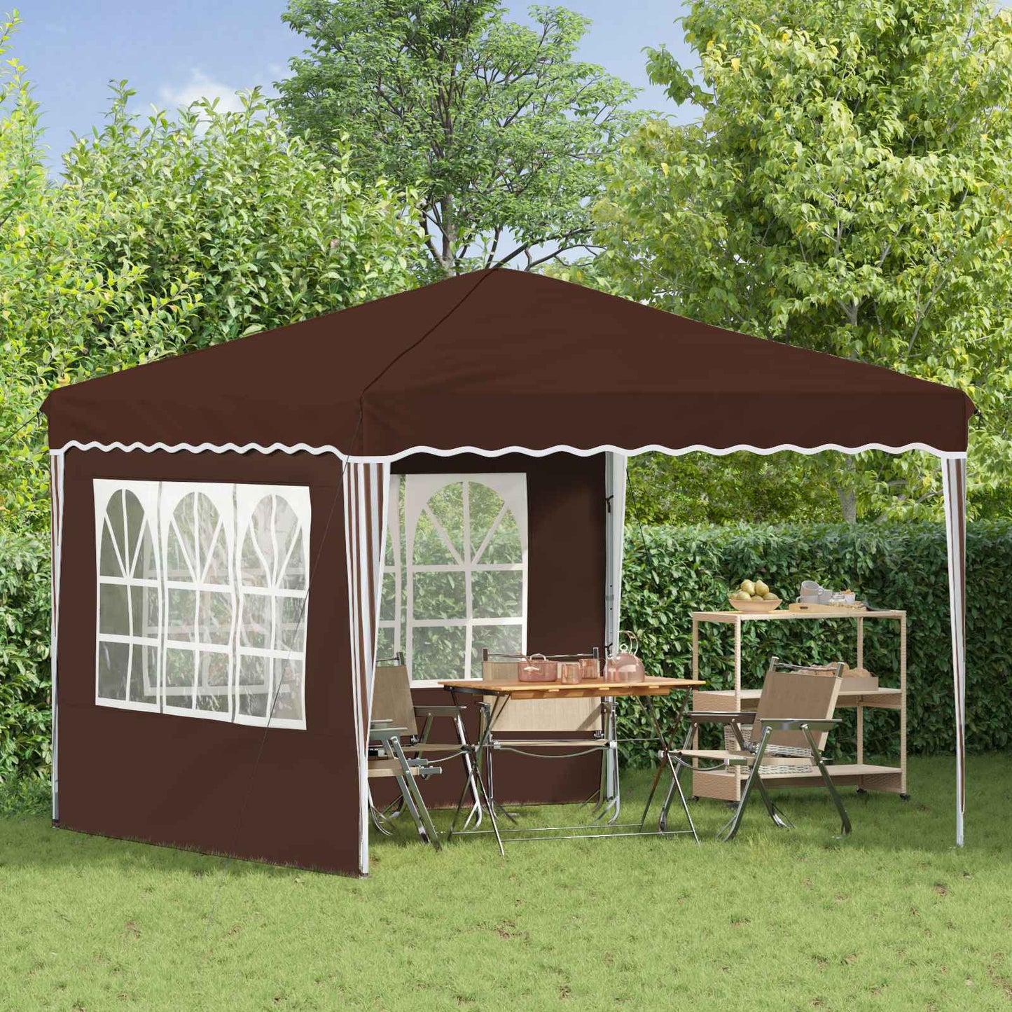 Pop-up Festtelt 288 x 288 x 245 cm Brun Oxford stof