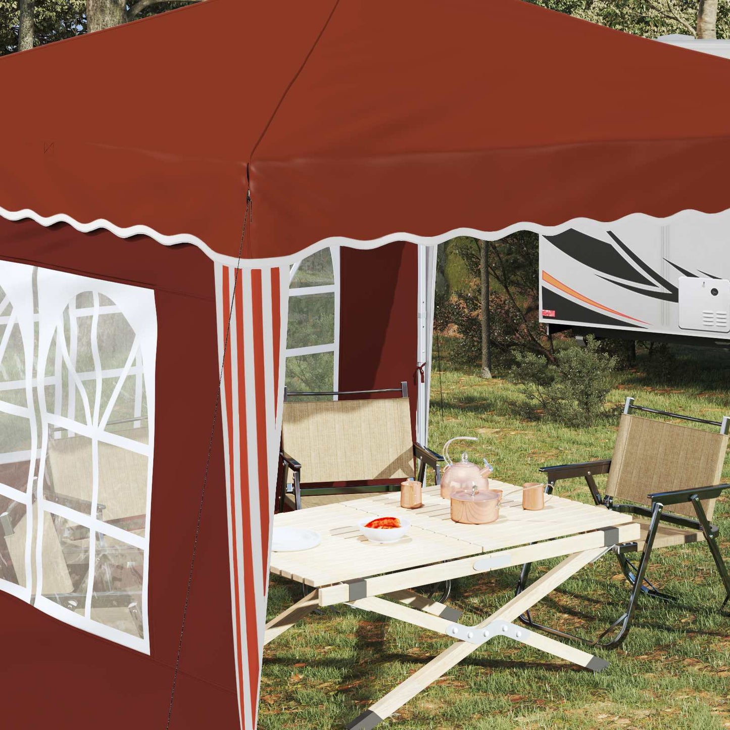 Pop-up Festtelt 288 x 288 x 245 cm Terrakotta Oxford stof
