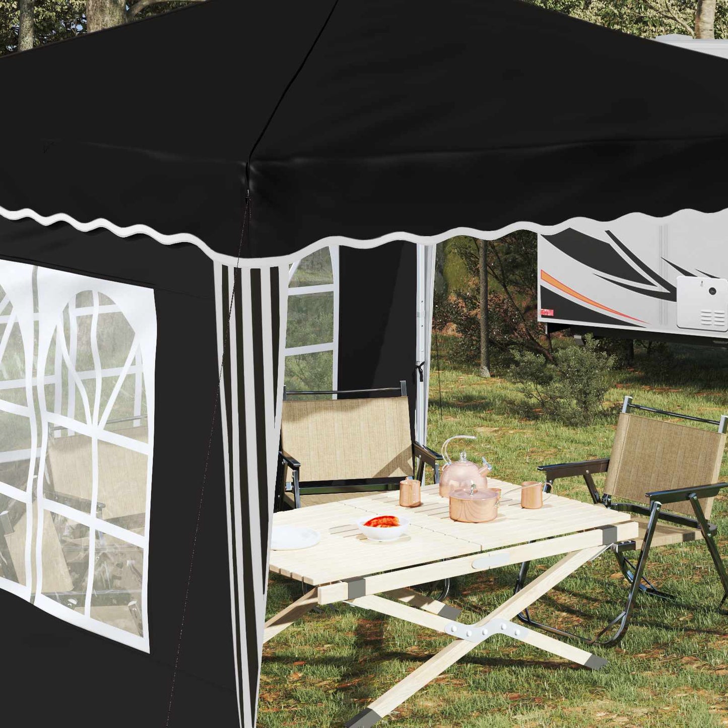 Pop-up Festtelt 288 x 288 x 245 cm Sort Oxford stof