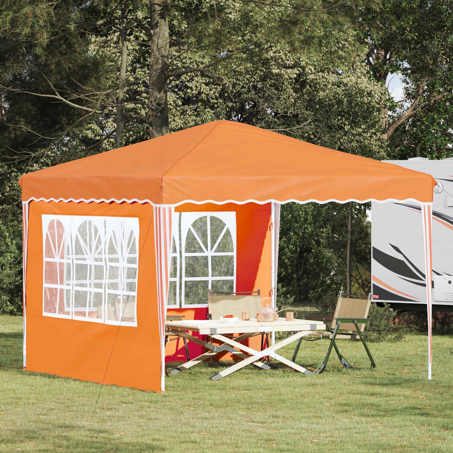 Pop-up Festtelt 288 x 288 x 245 cm Orange Oxford stof