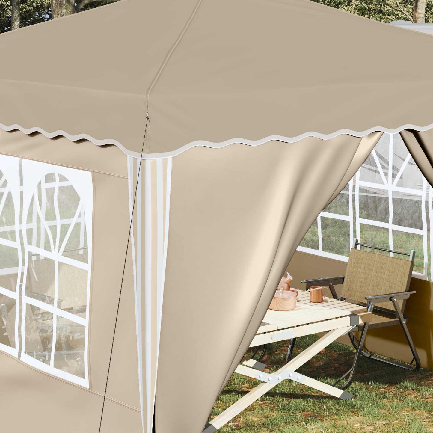 Pop-up Festtelt 288 x 288 x 245 cm Cremefarvet Oxford stof
