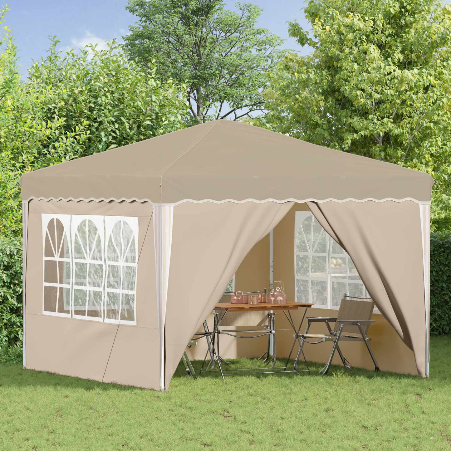 Pop-up Festtelt 288 x 288 x 245 cm Cremefarvet Oxford stof