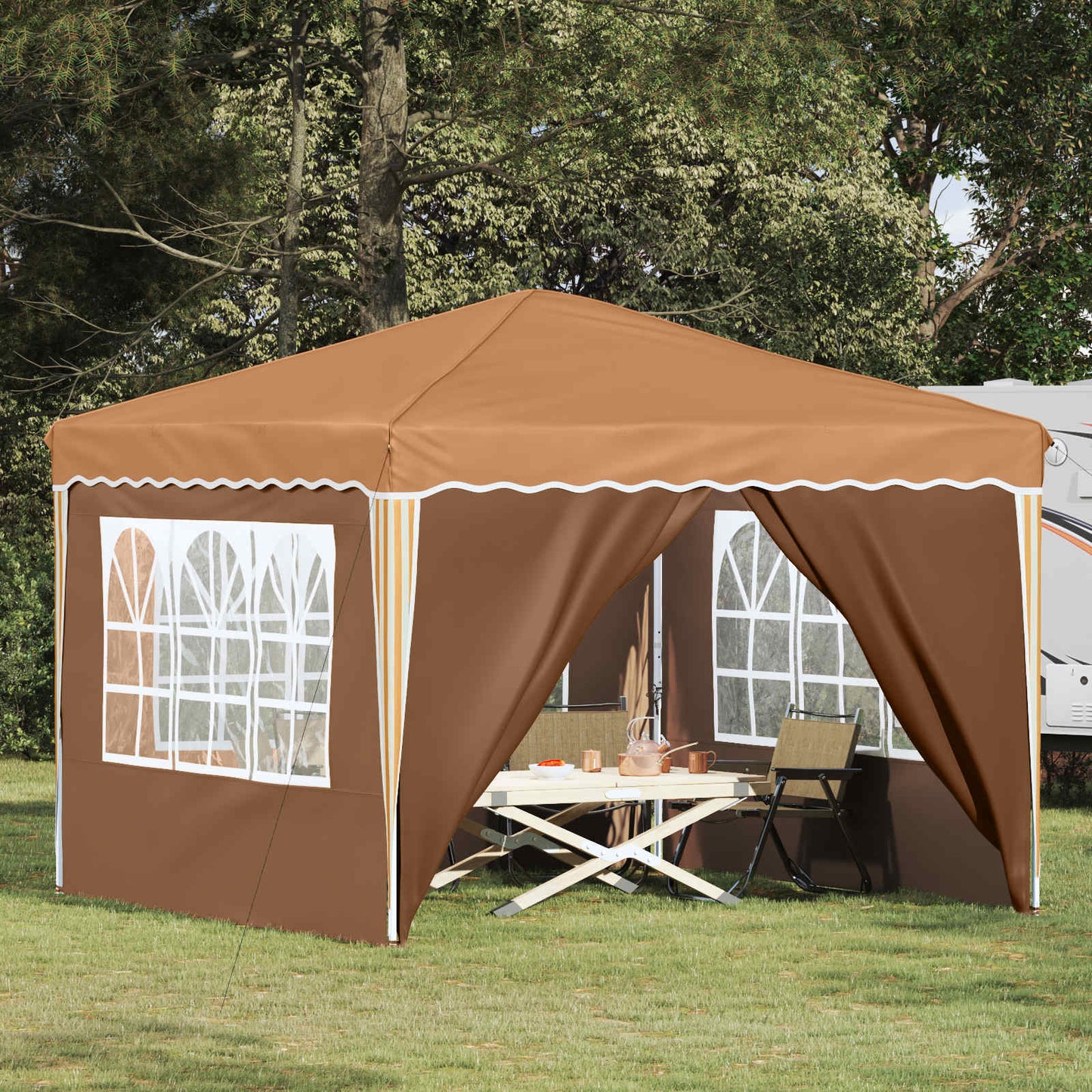 Pop-up Festtelt 288 x 288 x 245 cm Beige Oxford stof