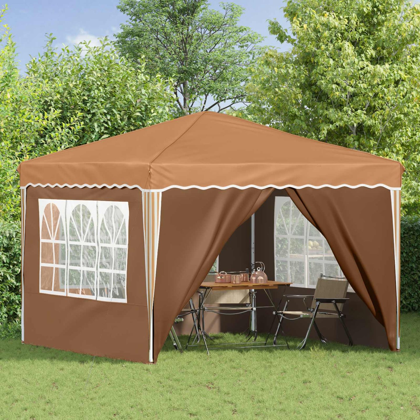 Pop-up Festtelt 288 x 288 x 245 cm Beige Oxford stof