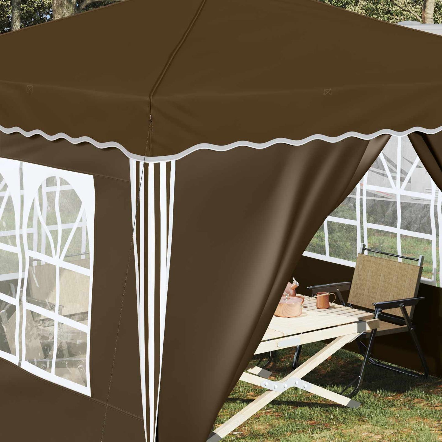 Pop-up Festtelt 288 x 288 x 245 cm Gråbrun Oxford stof