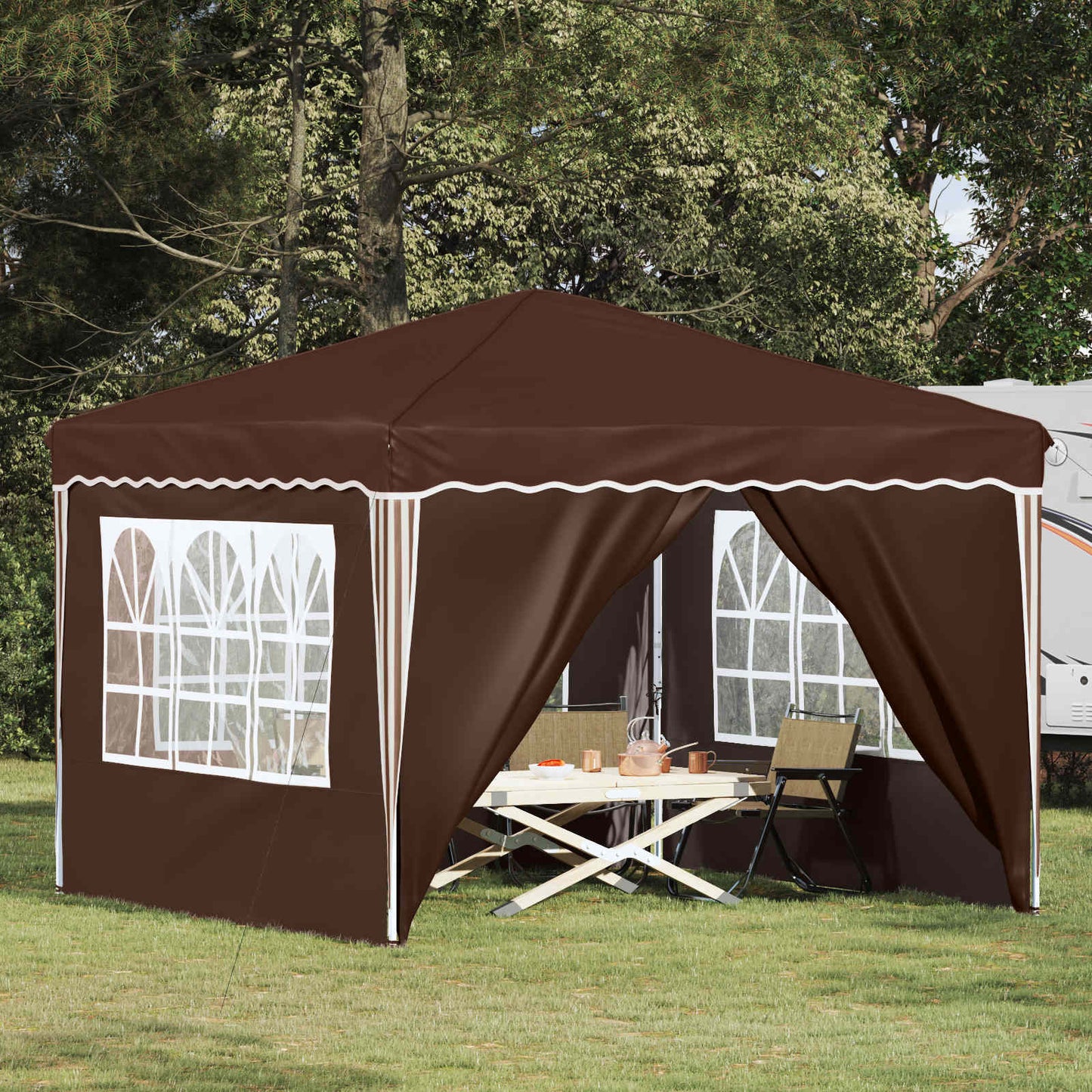 Pop-up Festtelt 288 x 288 x 245 cm Brun Oxford stof