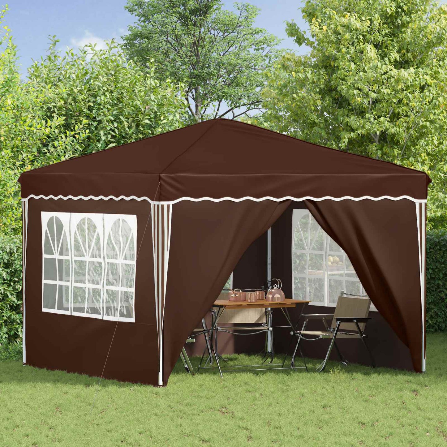 Pop-up Festtelt 288 x 288 x 245 cm Brun Oxford stof