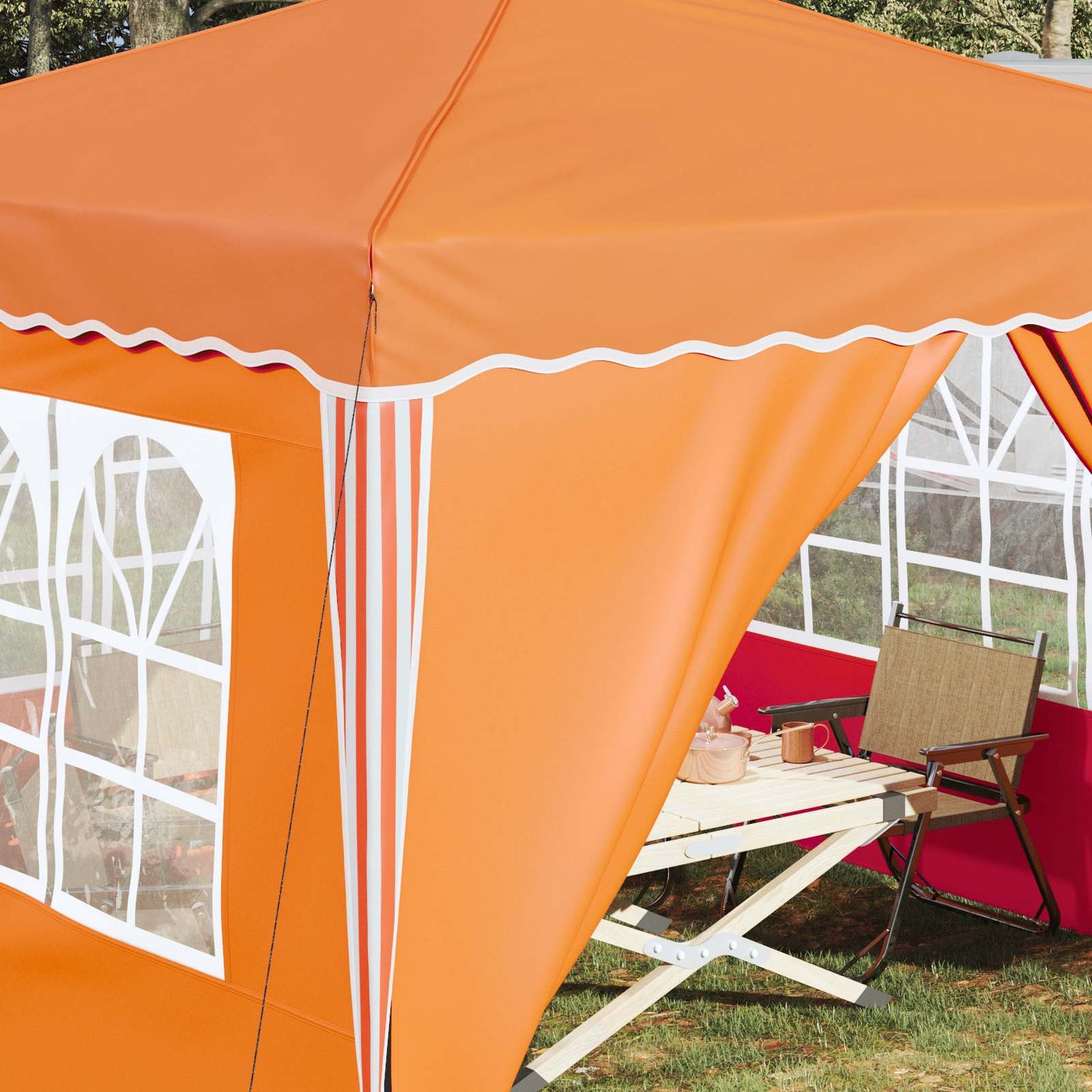 Pop-up Festtelt 288 x 288 x 245 cm Orange Oxford stof