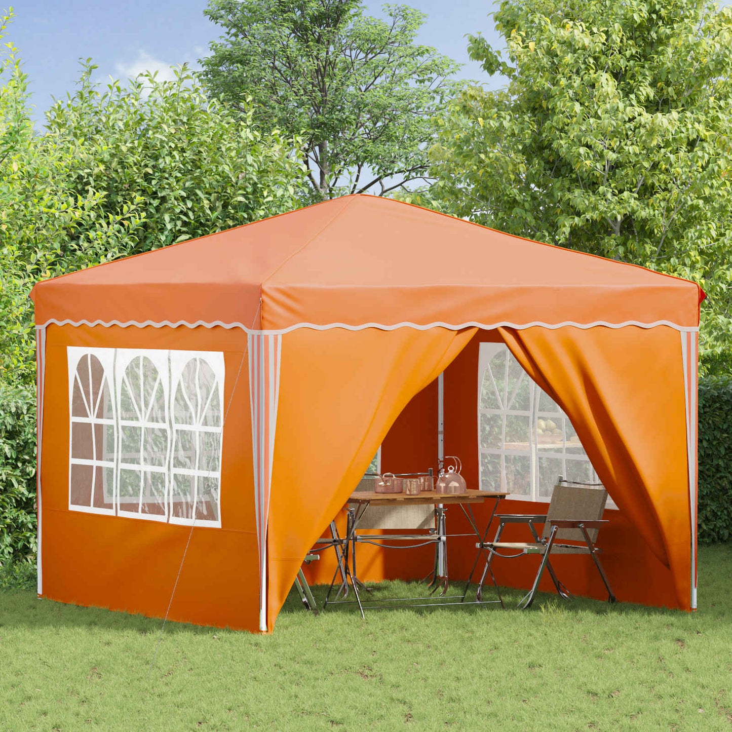 Pop-up Festtelt 288 x 288 x 245 cm Orange Oxford stof