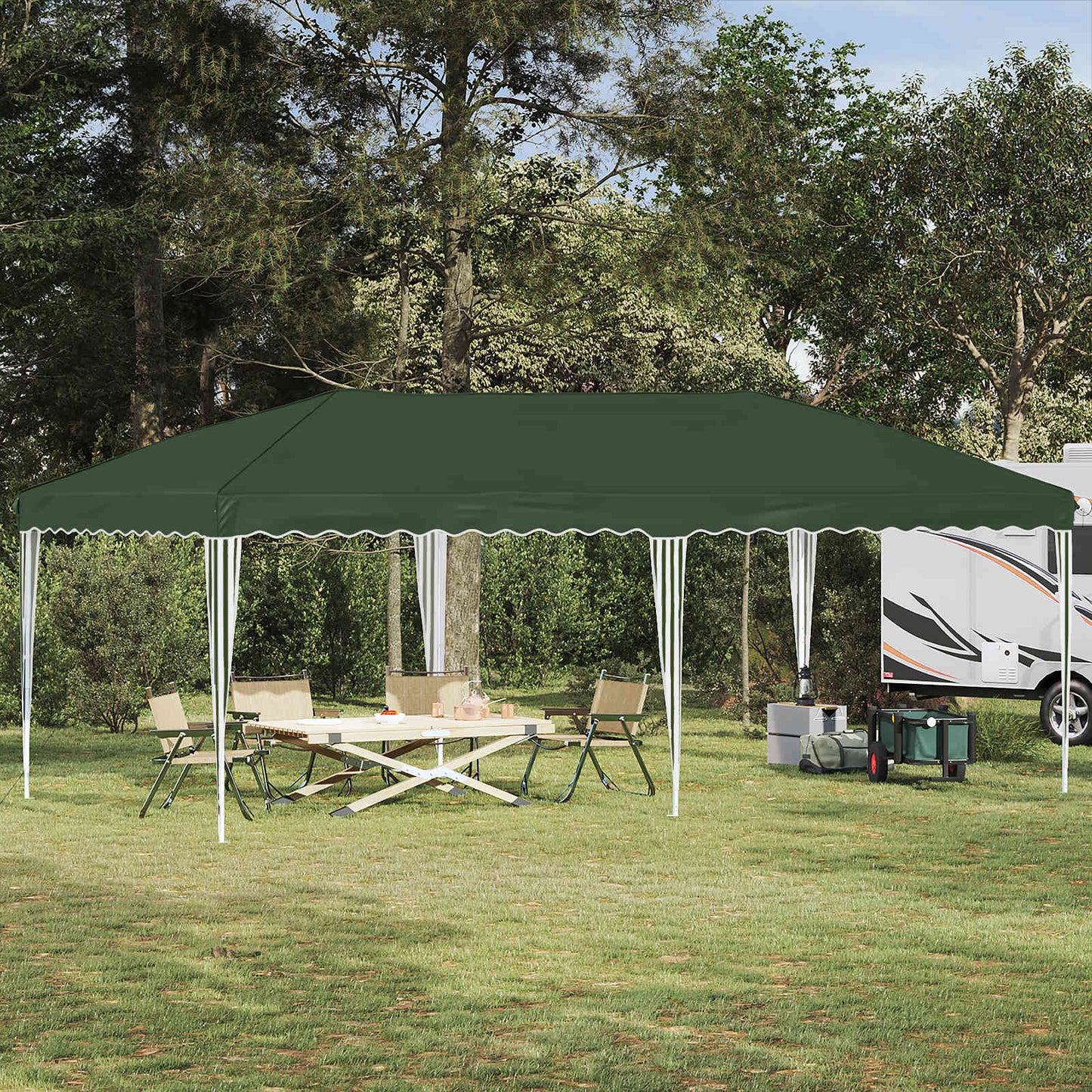 Pop-up Festtelt 575 x 290 x 245 cm Grøn