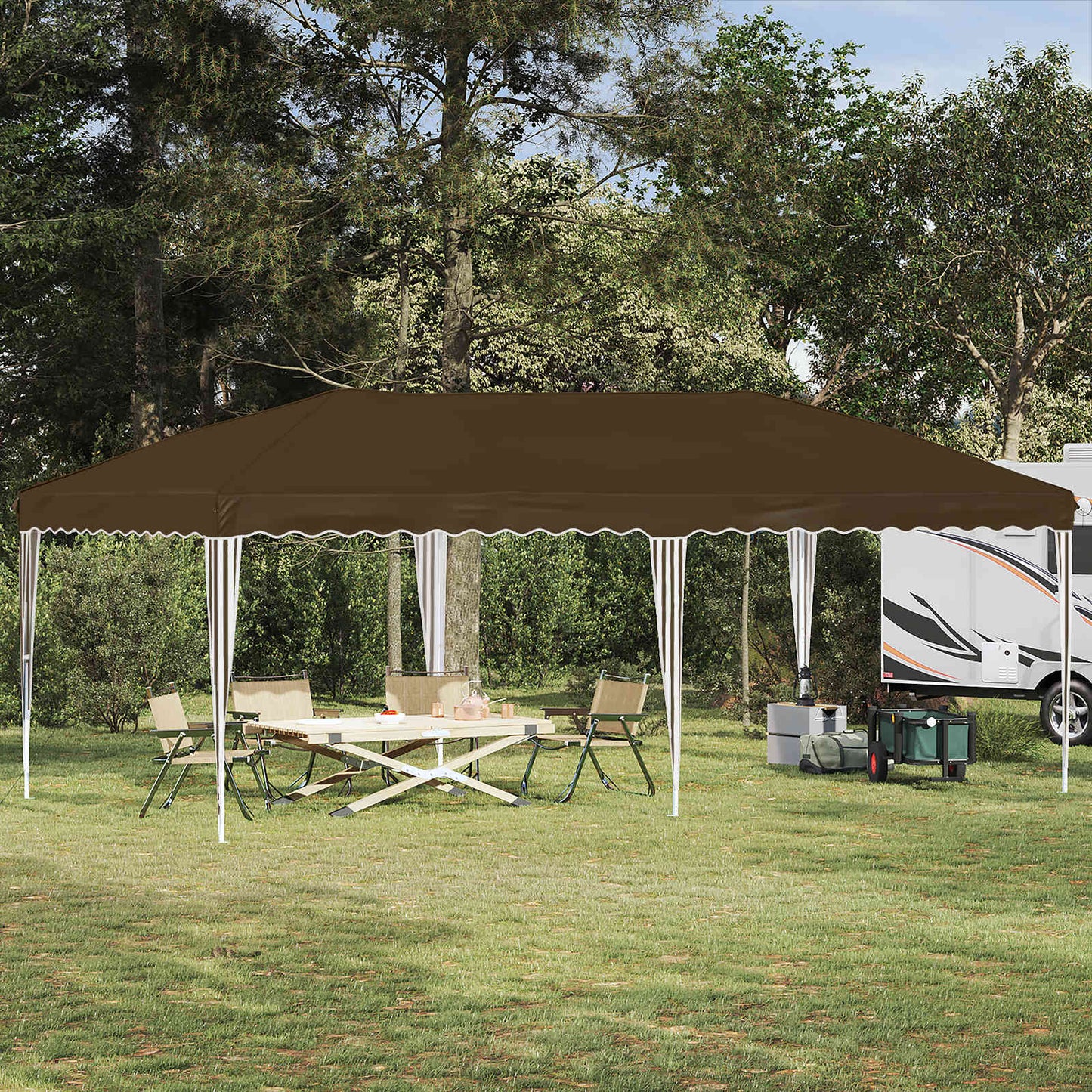 Pop-up Festtelt 575 x 290 x 245 cm Gråbrun