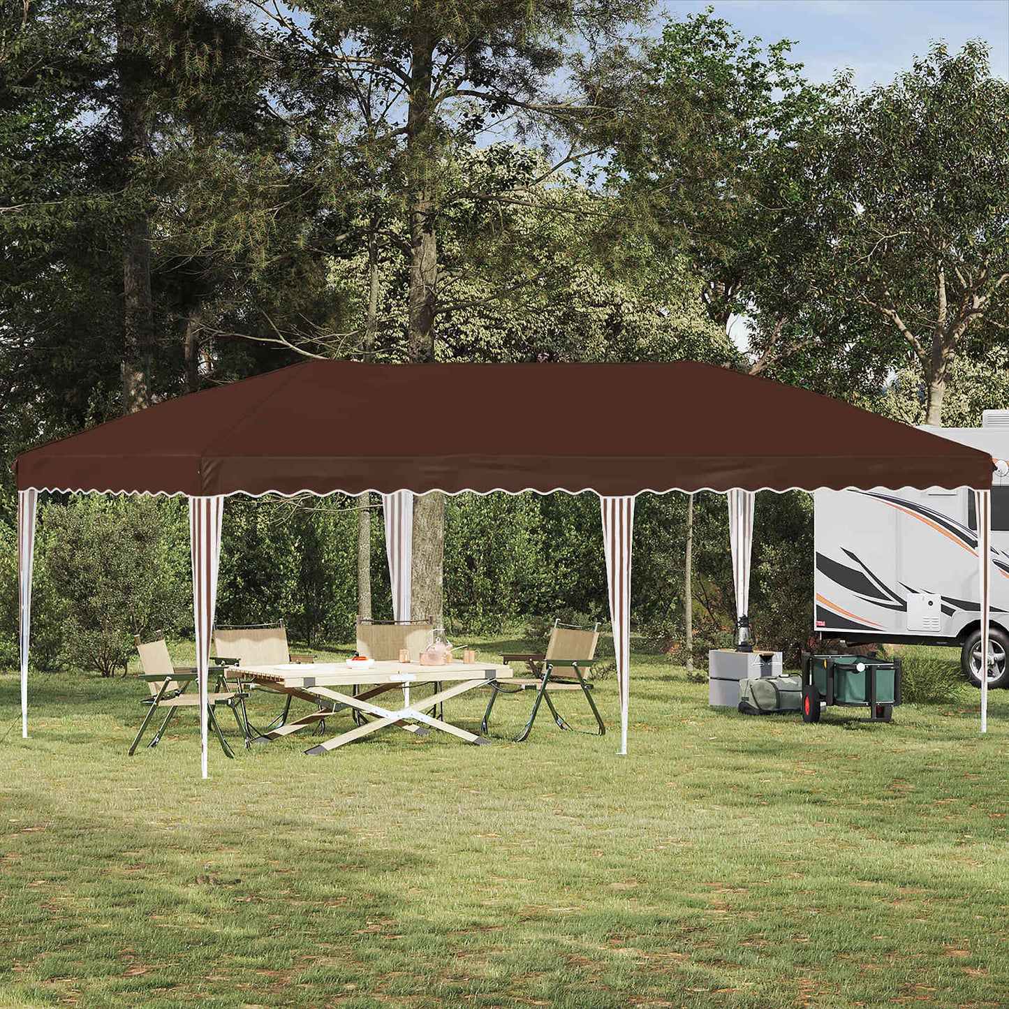 Pop-up Festtelt 575 x 290 x 245 cm Brun