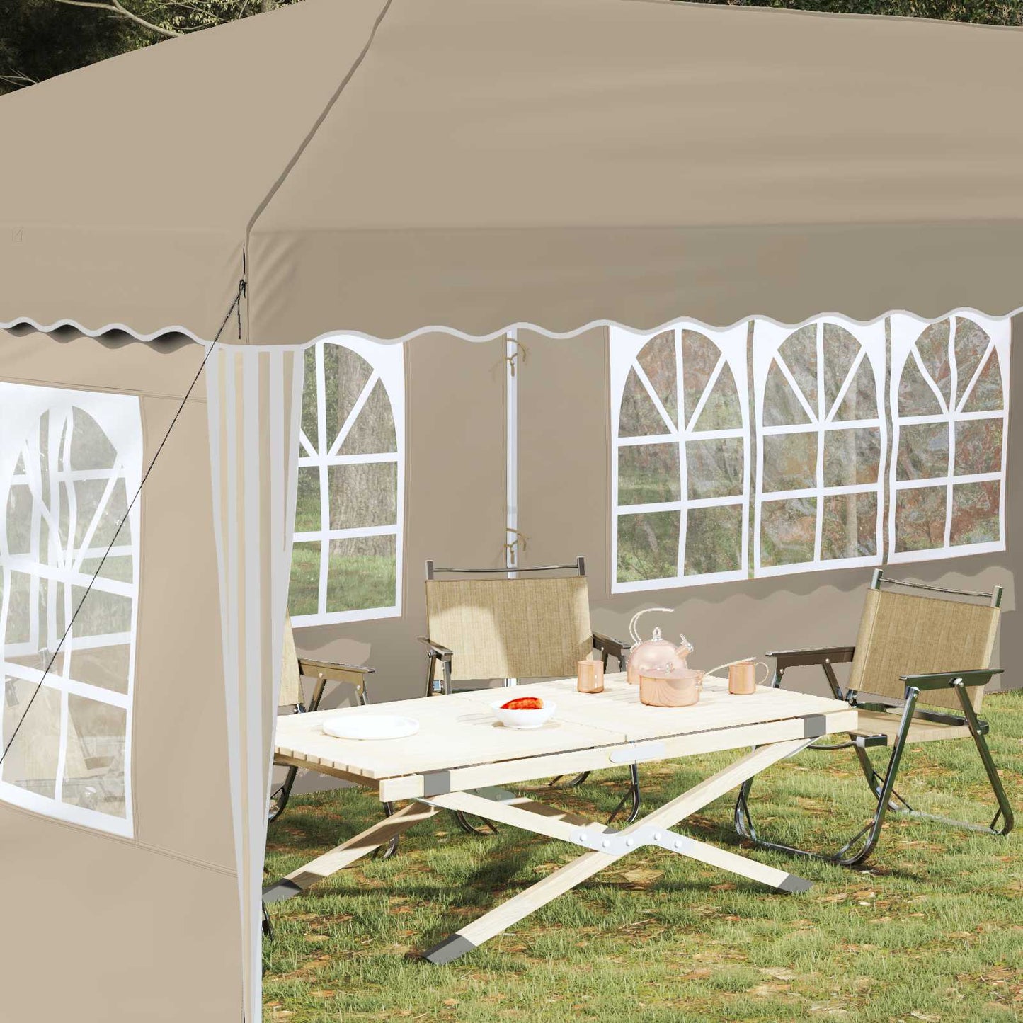 Pop-up Festtelt 575 x 289 x 245 cm Cremefarvet