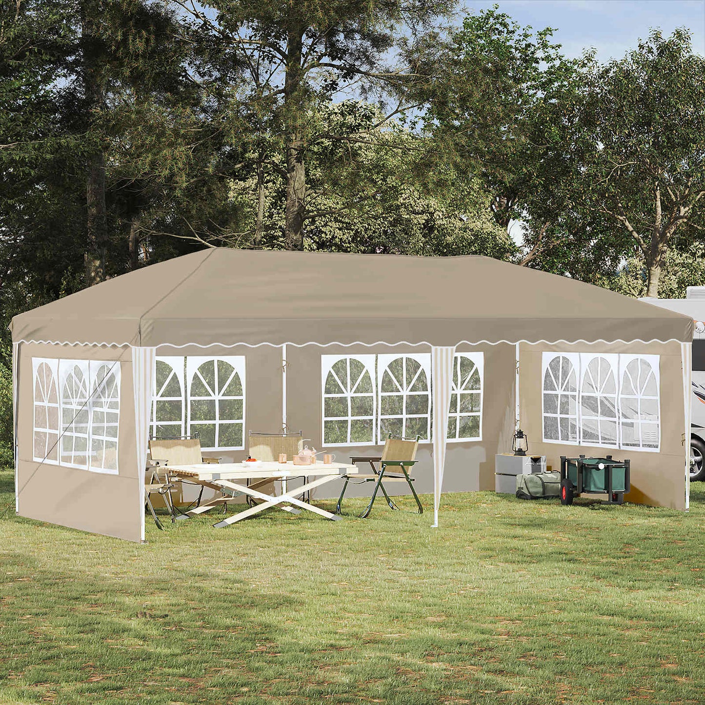 Pop-up Festtelt 575 x 289 x 245 cm Cremefarvet