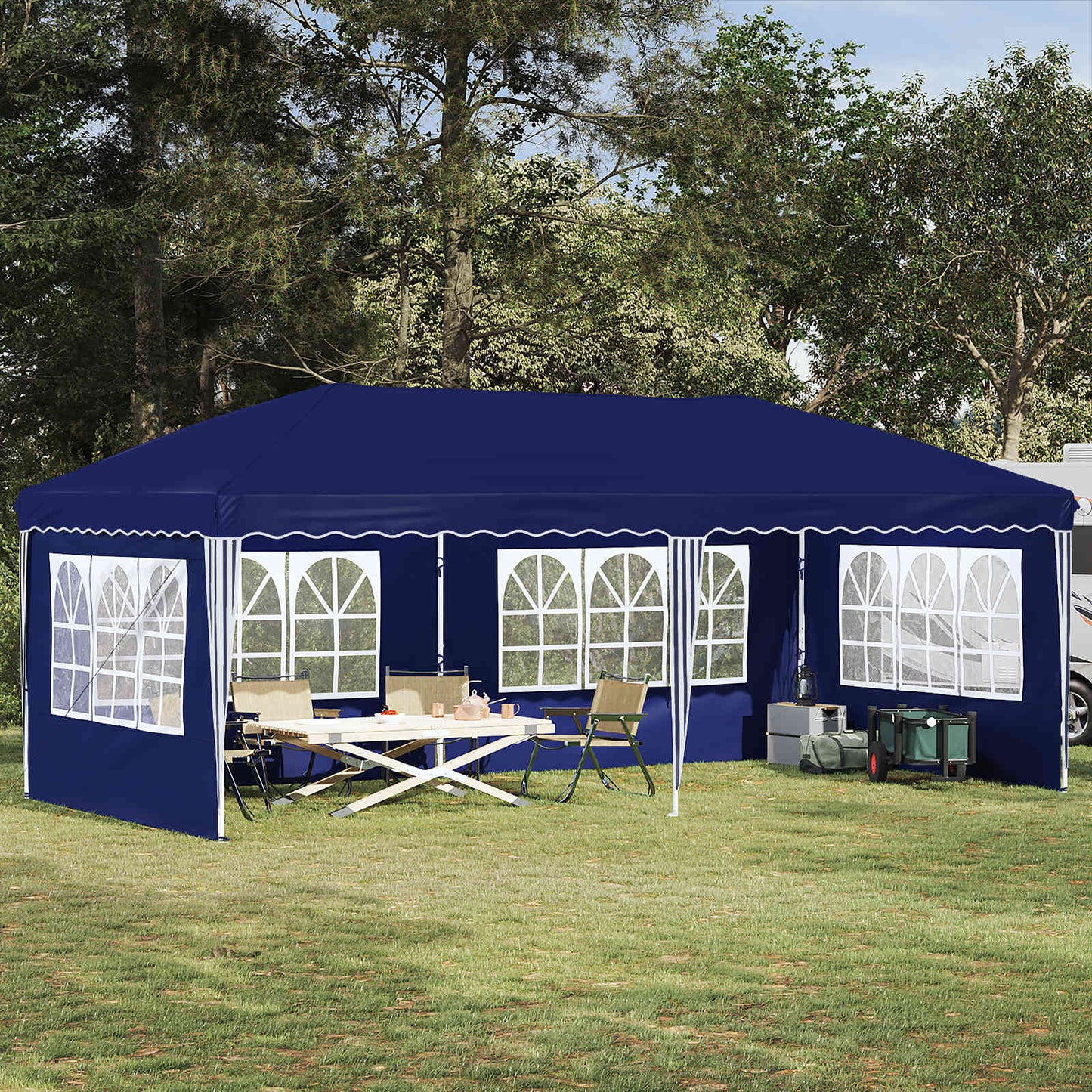 Pop-up Festtelt 575 x 289 x 245 cm Blå
