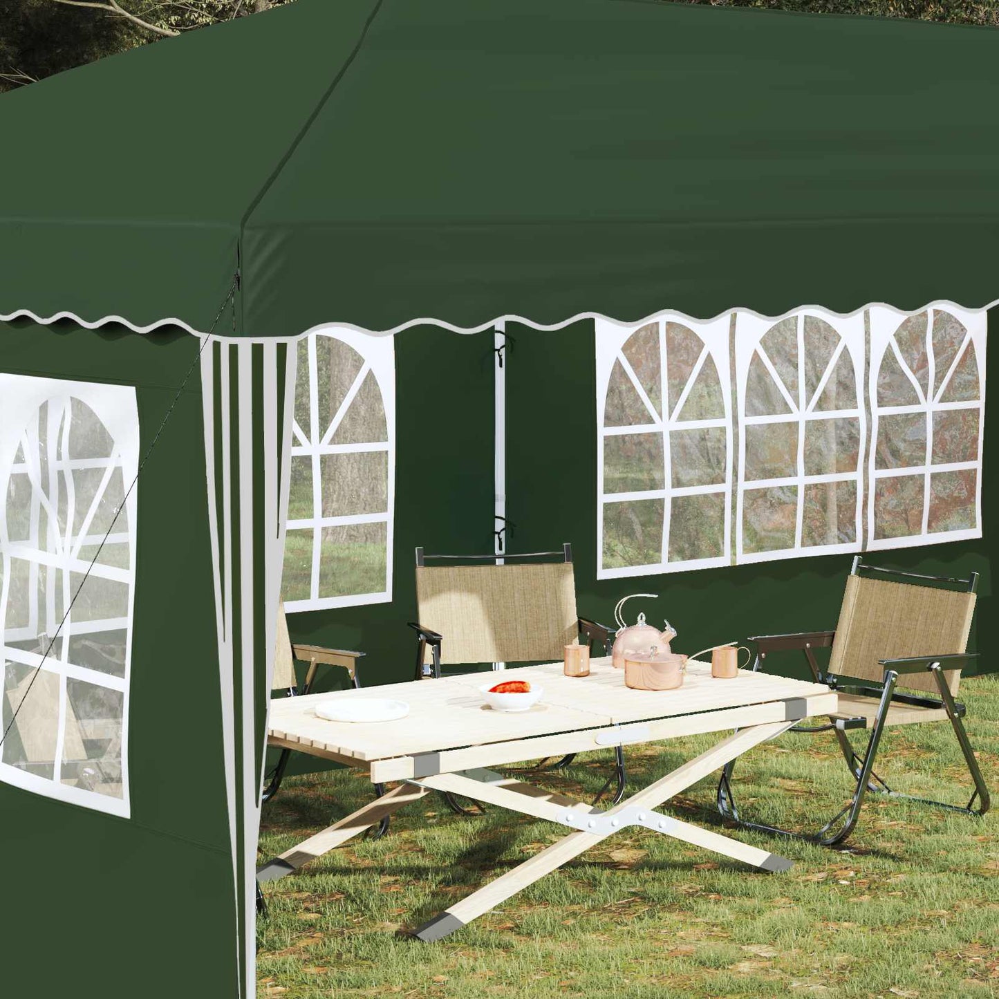 Pop-up Festtelt 575 x 289 x 245 cm Grøn