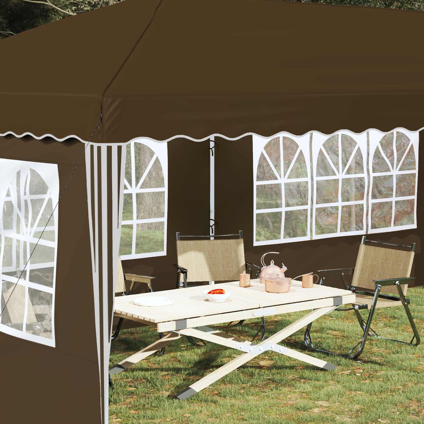 Pop-up Festtelt 575 x 289 x 245 cm Gråbrun