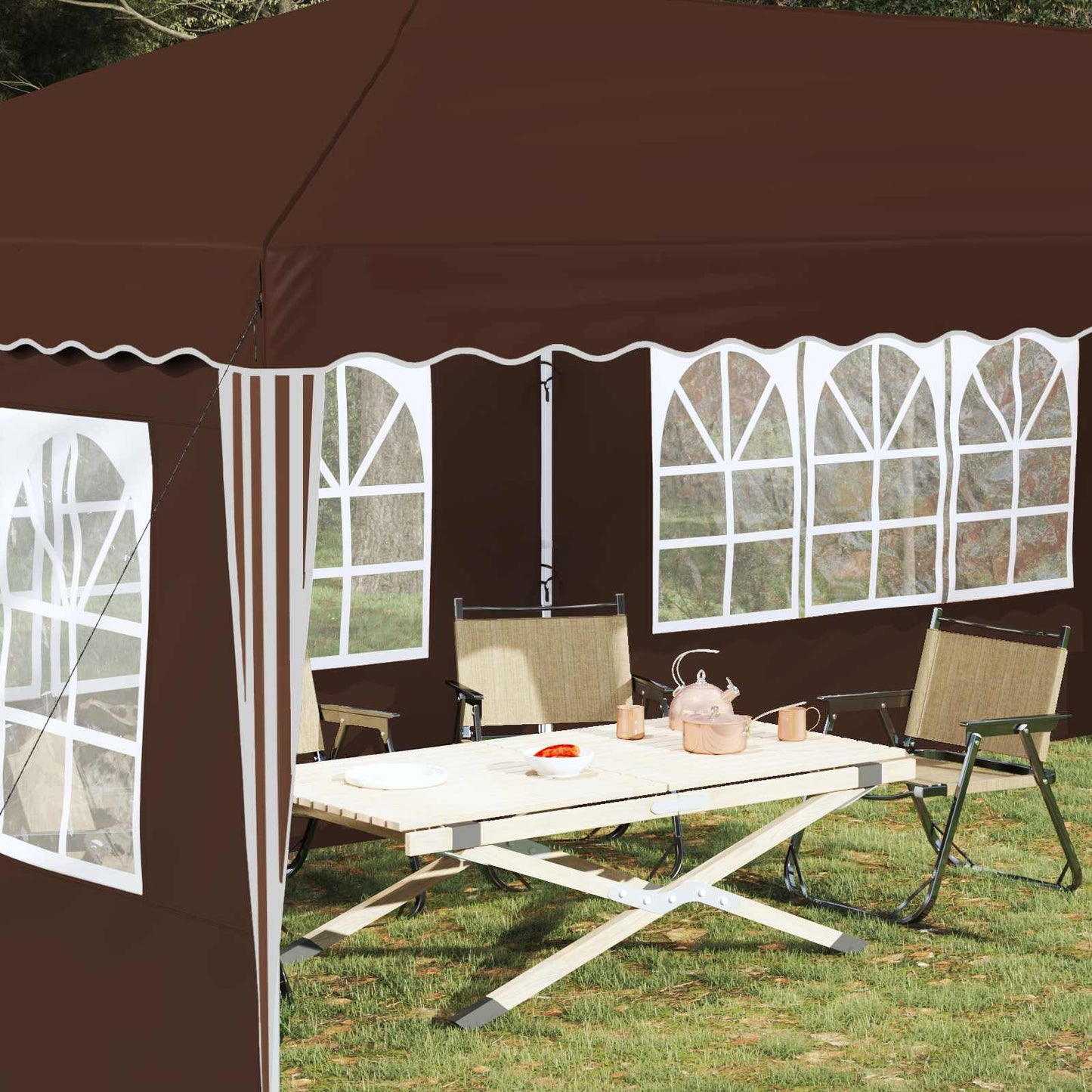 Pop-up Festtelt 575 x 289 x 245 cm Brun