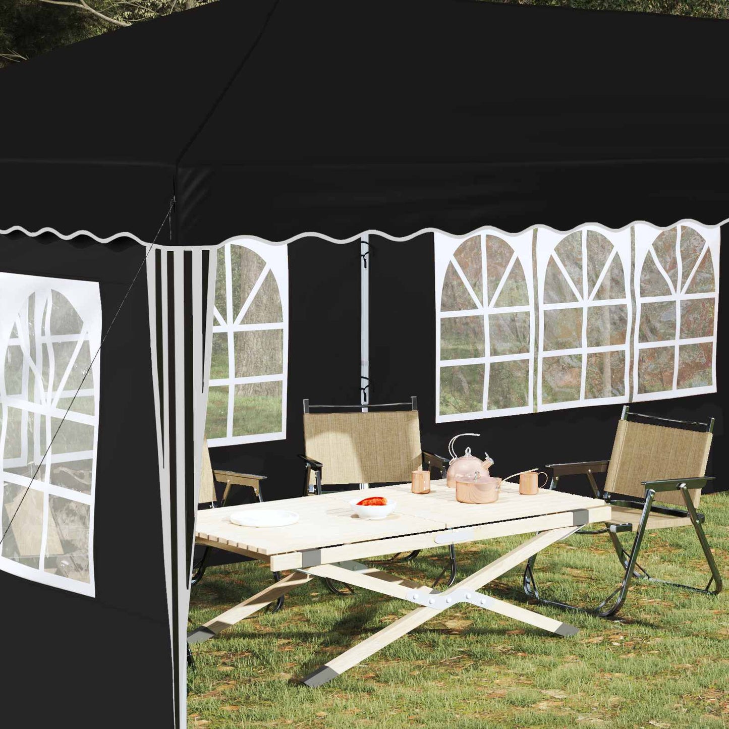 Pop-up Festtelt 575 x 289 x 245 cm Sort