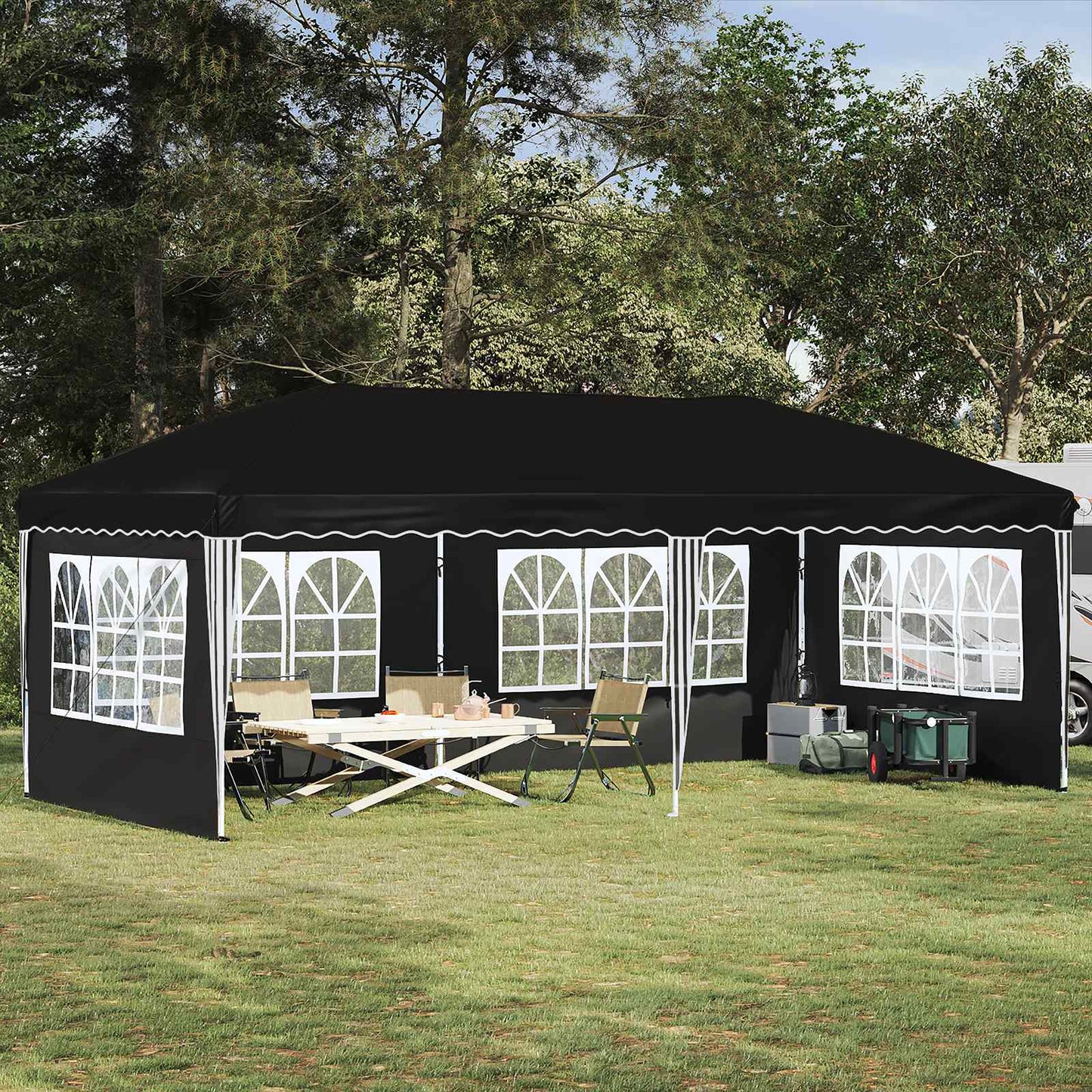 Pop-up Festtelt 575 x 289 x 245 cm Sort