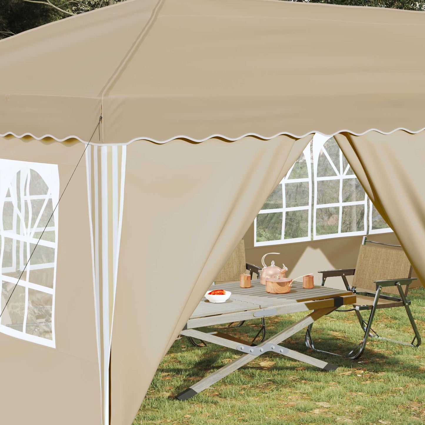 Pop-up Festtelt 575 x 288 x 245 cm Cremefarvet