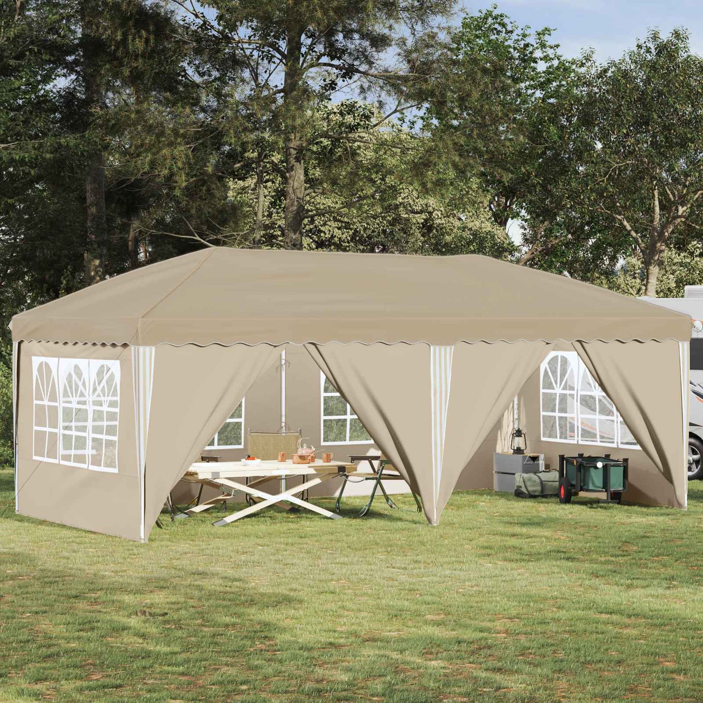 Pop-up Festtelt 575 x 288 x 245 cm Cremefarvet