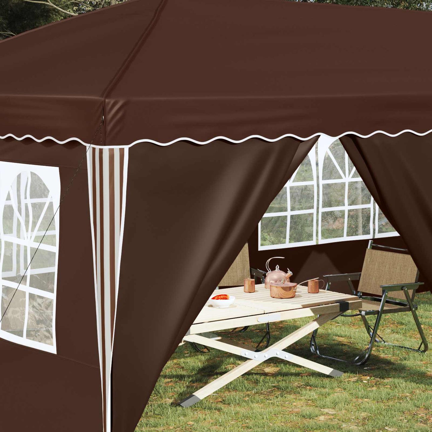 Pop-up Festtelt 575 x 288 x 245 cm Brun