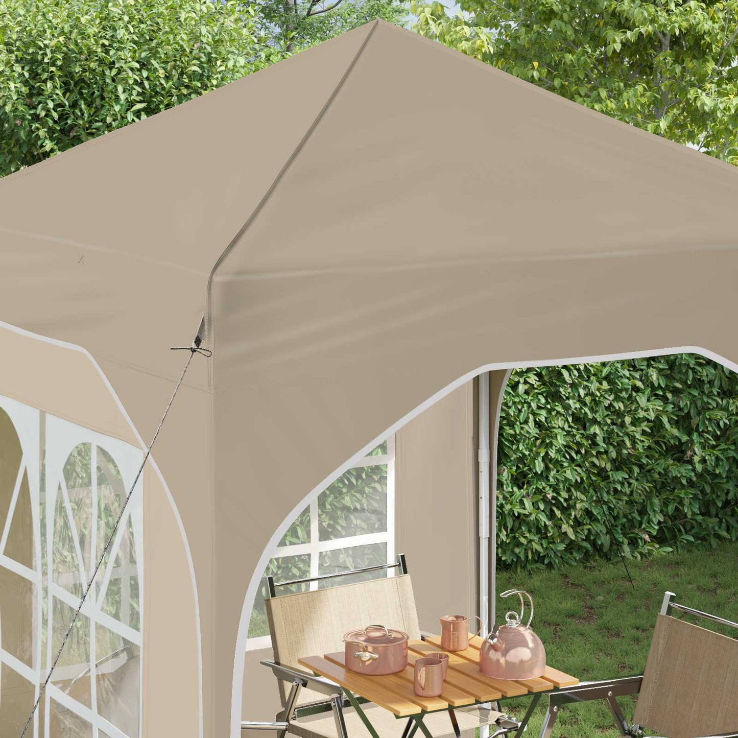 Pop-up Festtelt 192 x 192 x 245 cm Cremefarvet