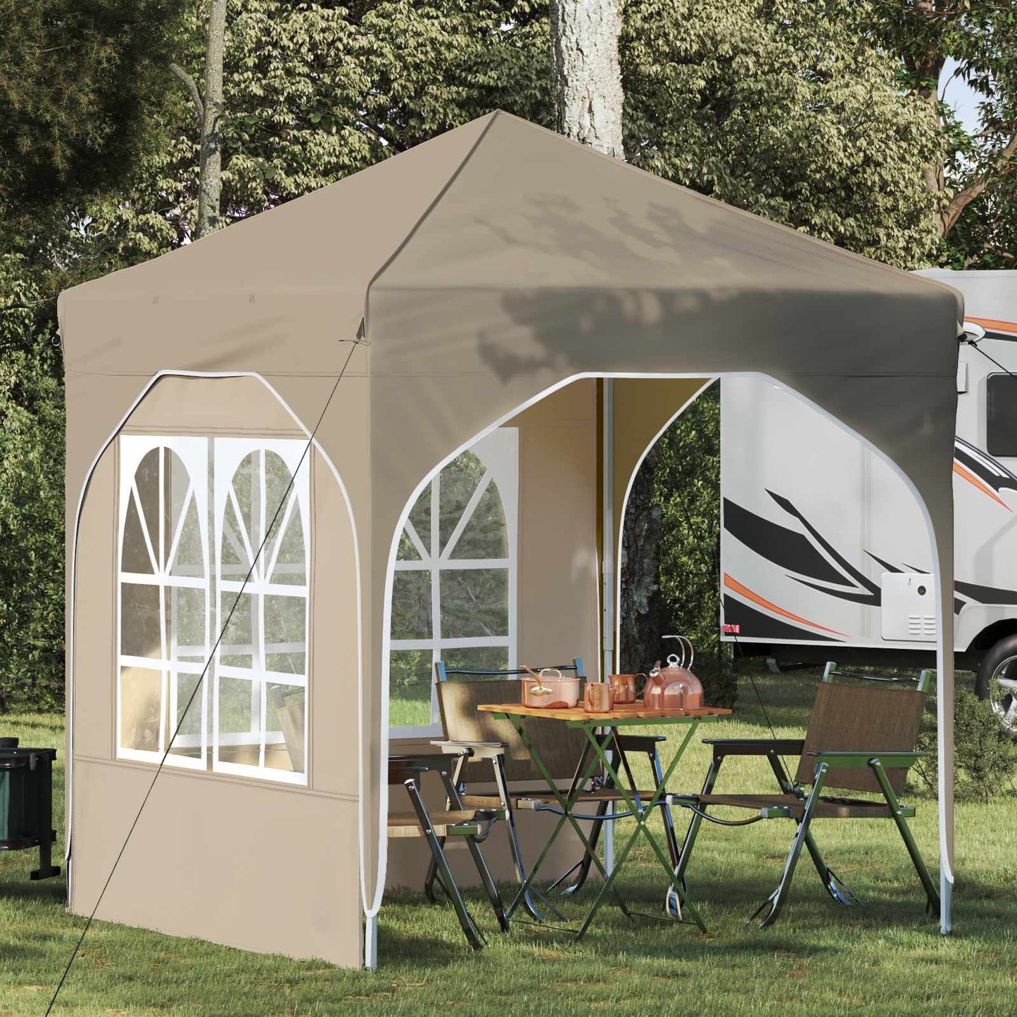 Pop-up Festtelt 192 x 192 x 245 cm Cremefarvet