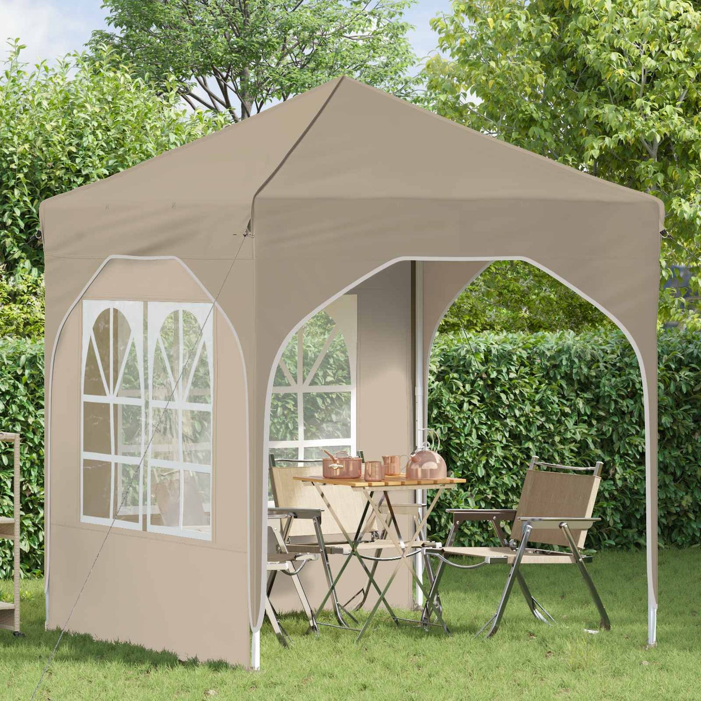 Pop-up Festtelt 192 x 192 x 245 cm Cremefarvet