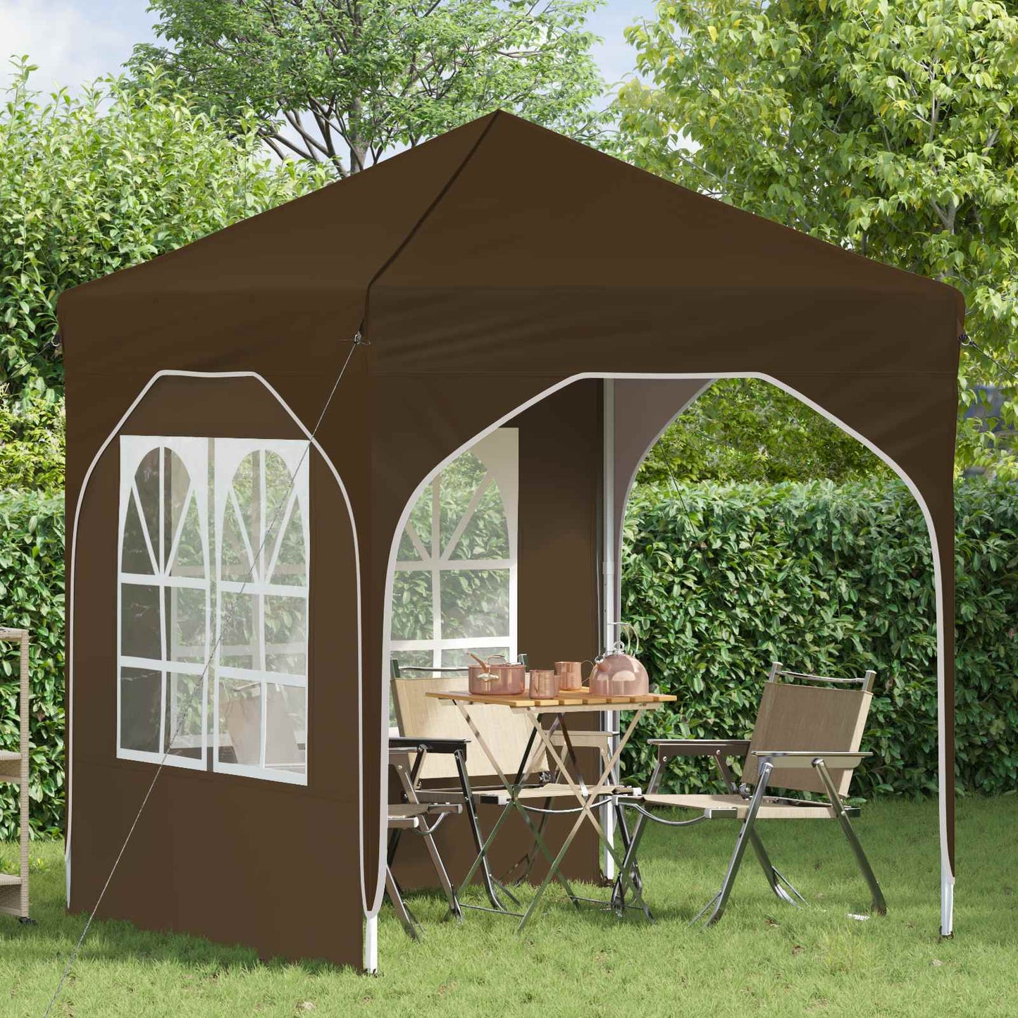 Pop-up Festtelt 192 x 192 x 245 cm Gråbrun