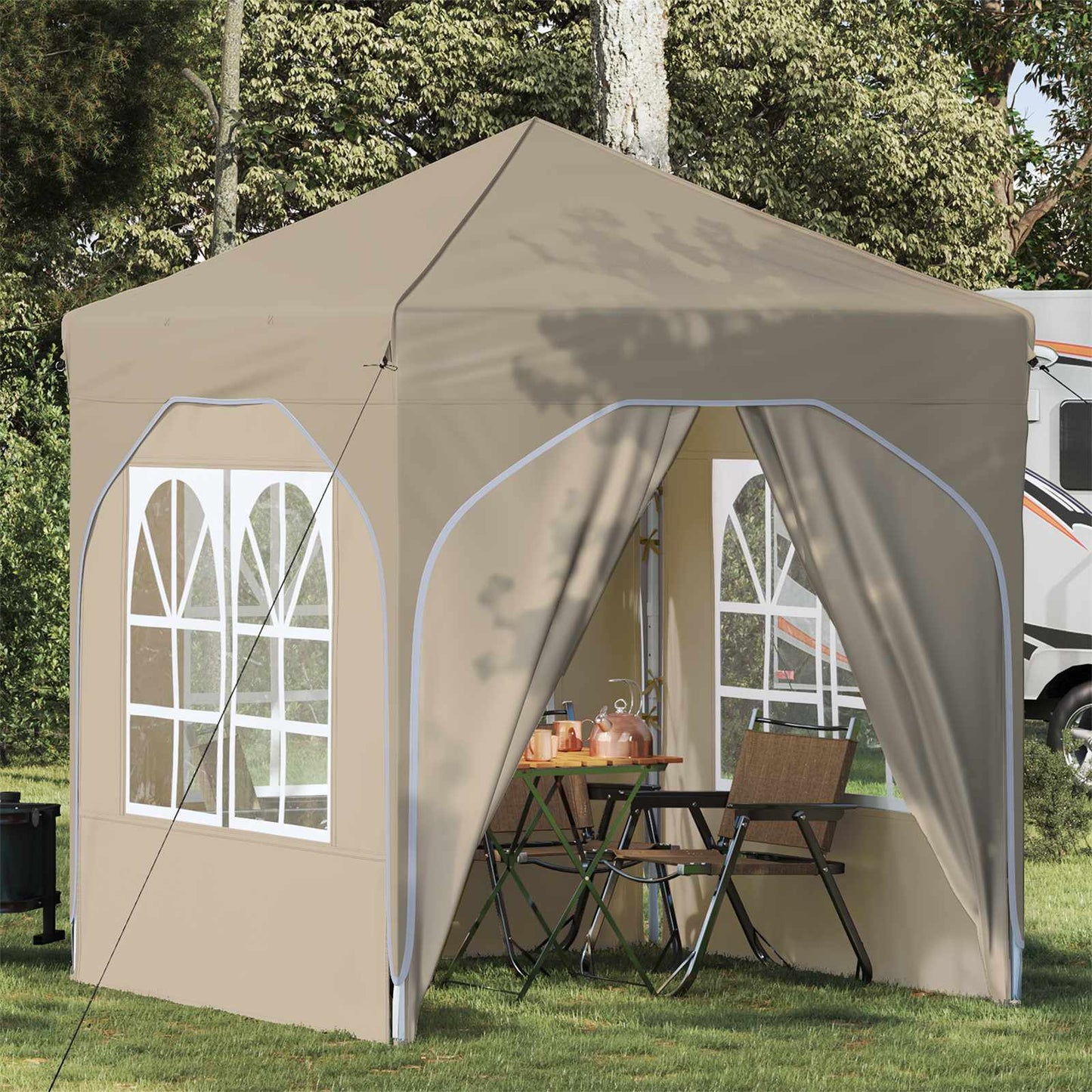 Pop-up Festtelt 192 x 192 x 245 cm Cremefarvet