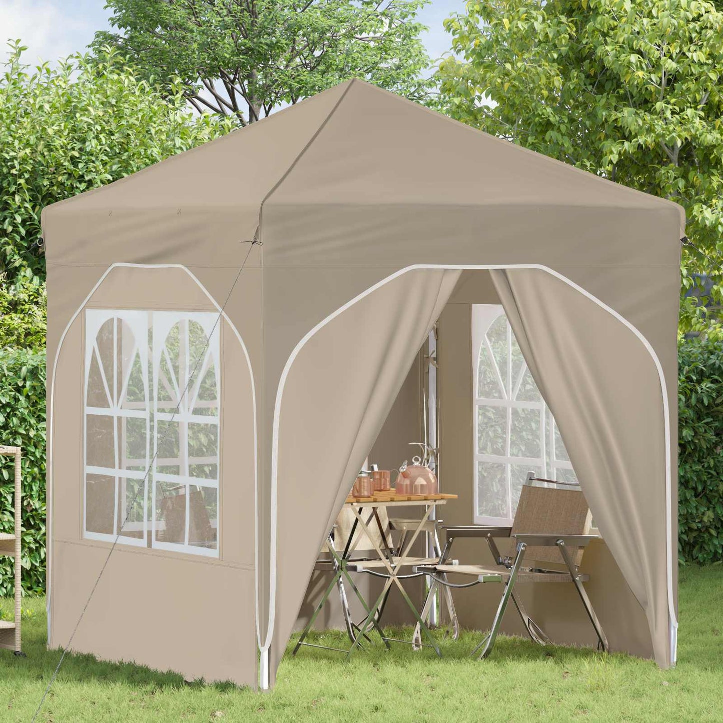 Pop-up Festtelt 192 x 192 x 245 cm Cremefarvet