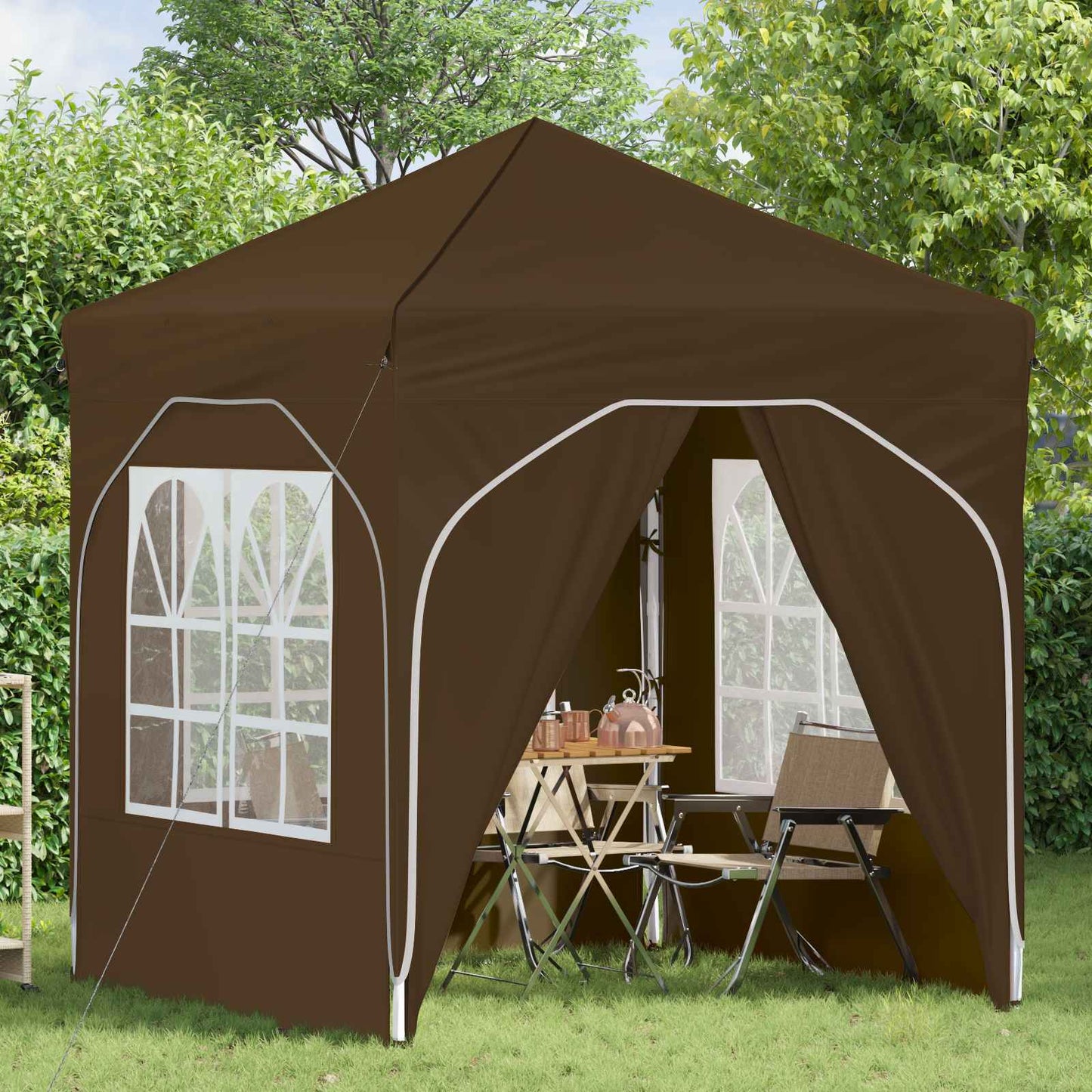 Pop-up Festtelt 192 x 192 x 245 cm Gråbrun