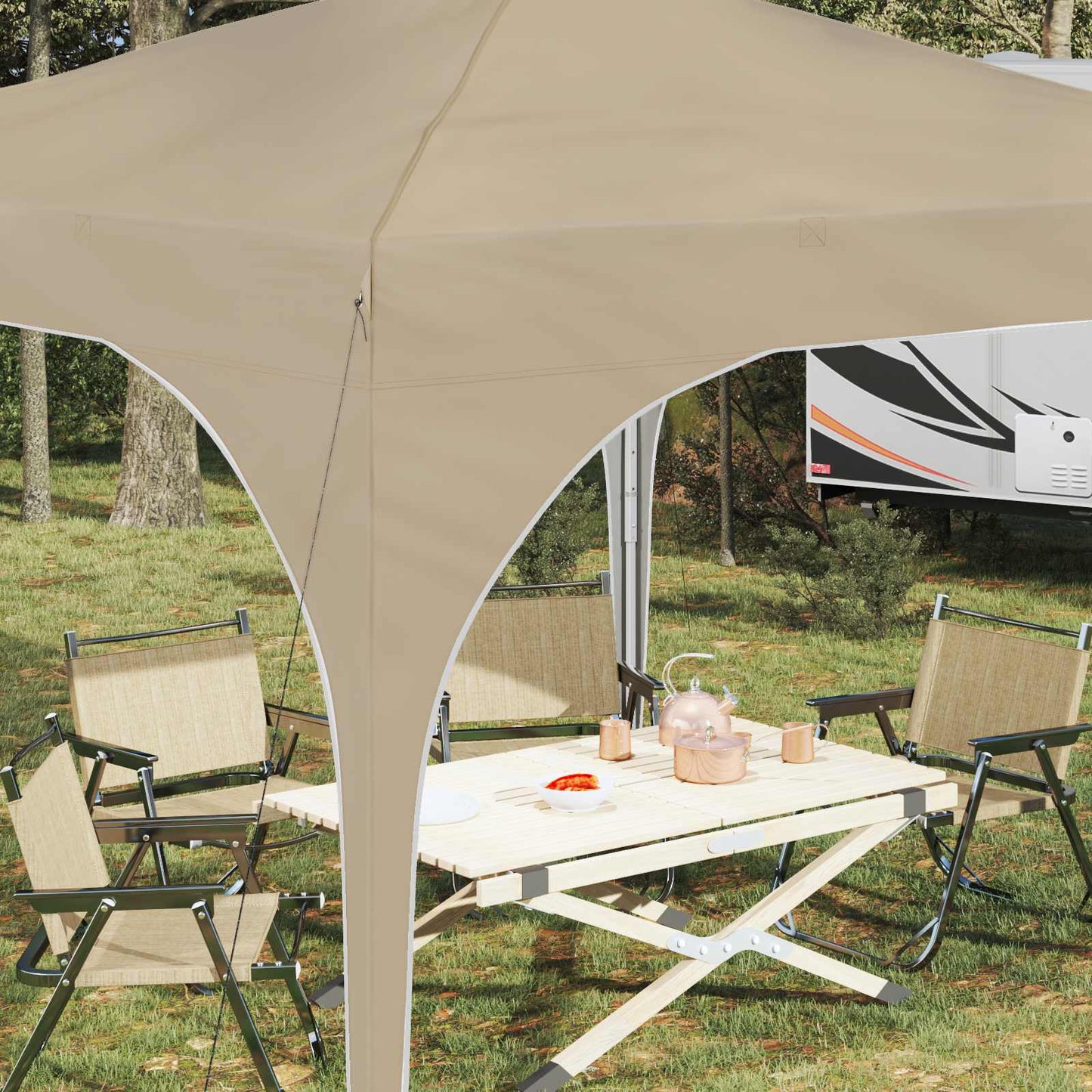 Pop-up Festtelt 290 x 290 x 245 cm Cremefarvet